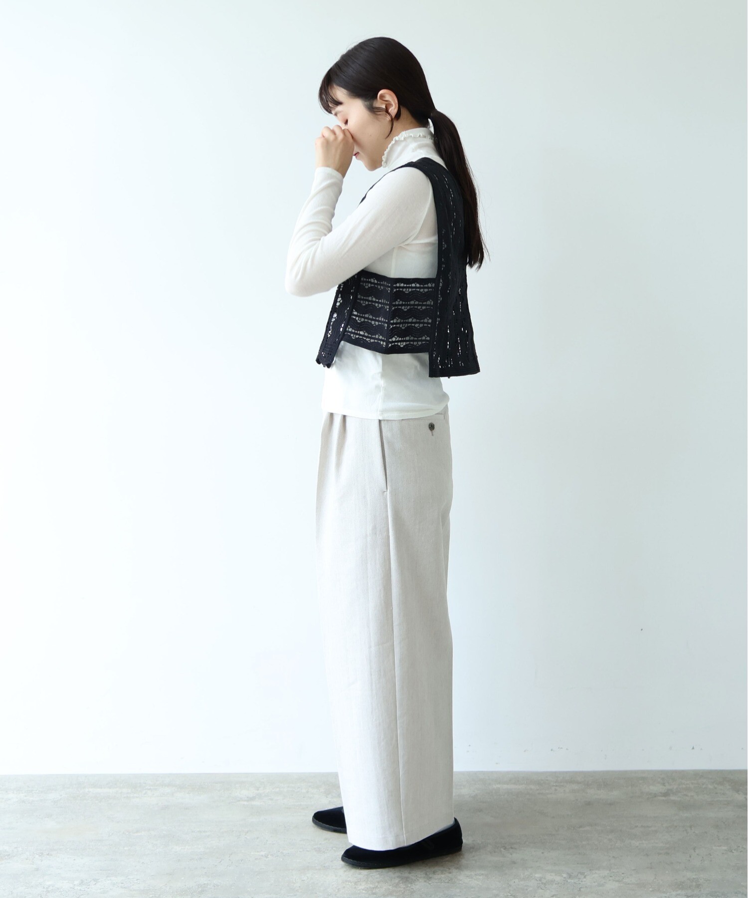【希少】yuniケミカルレースベスト AMBIDEX Store Cotton/wave lace ベスト(F シロ): yuni
