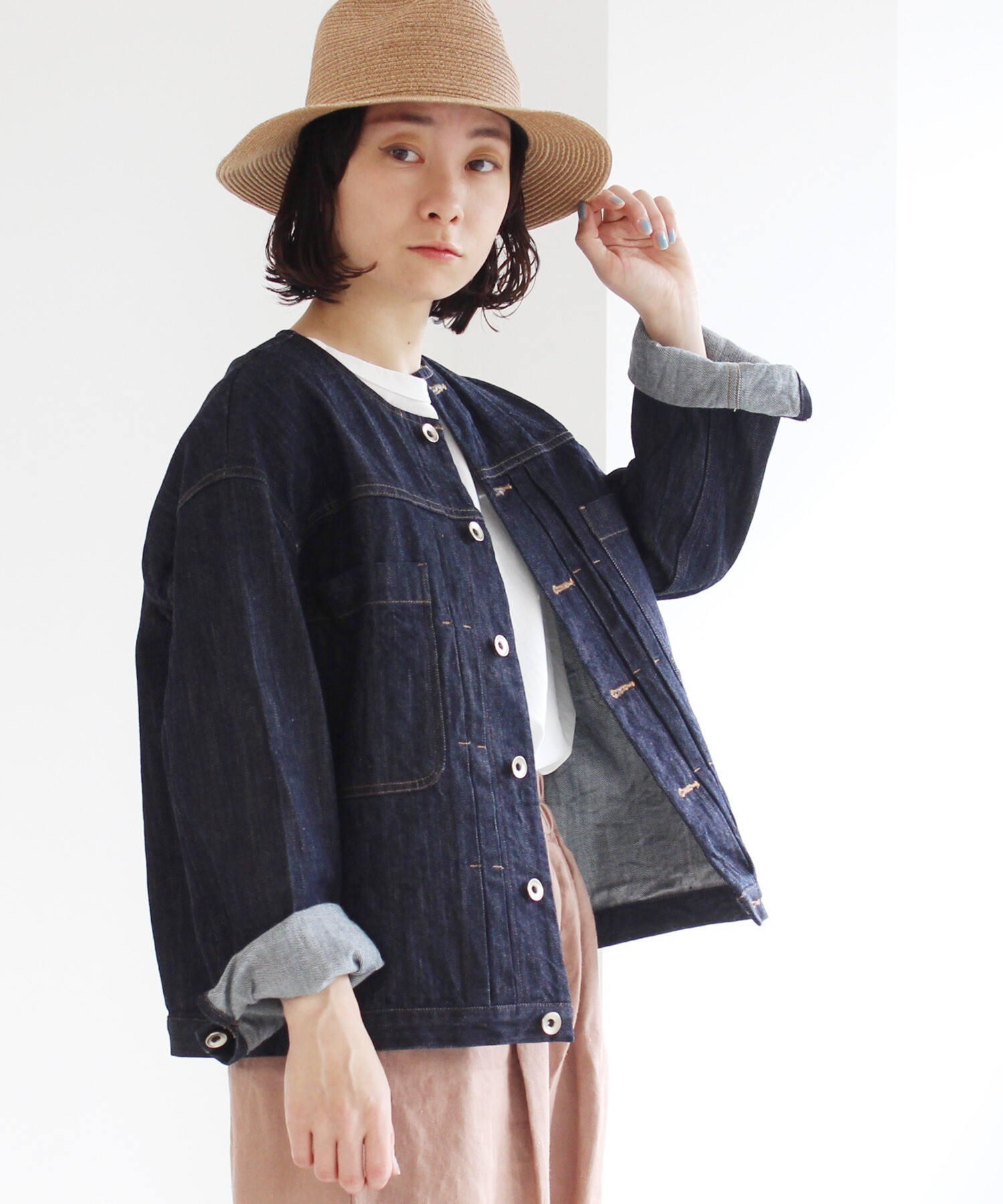 AMBIDEX Store △cotton denim ノーカラー ブルゾン(F コン): yuni