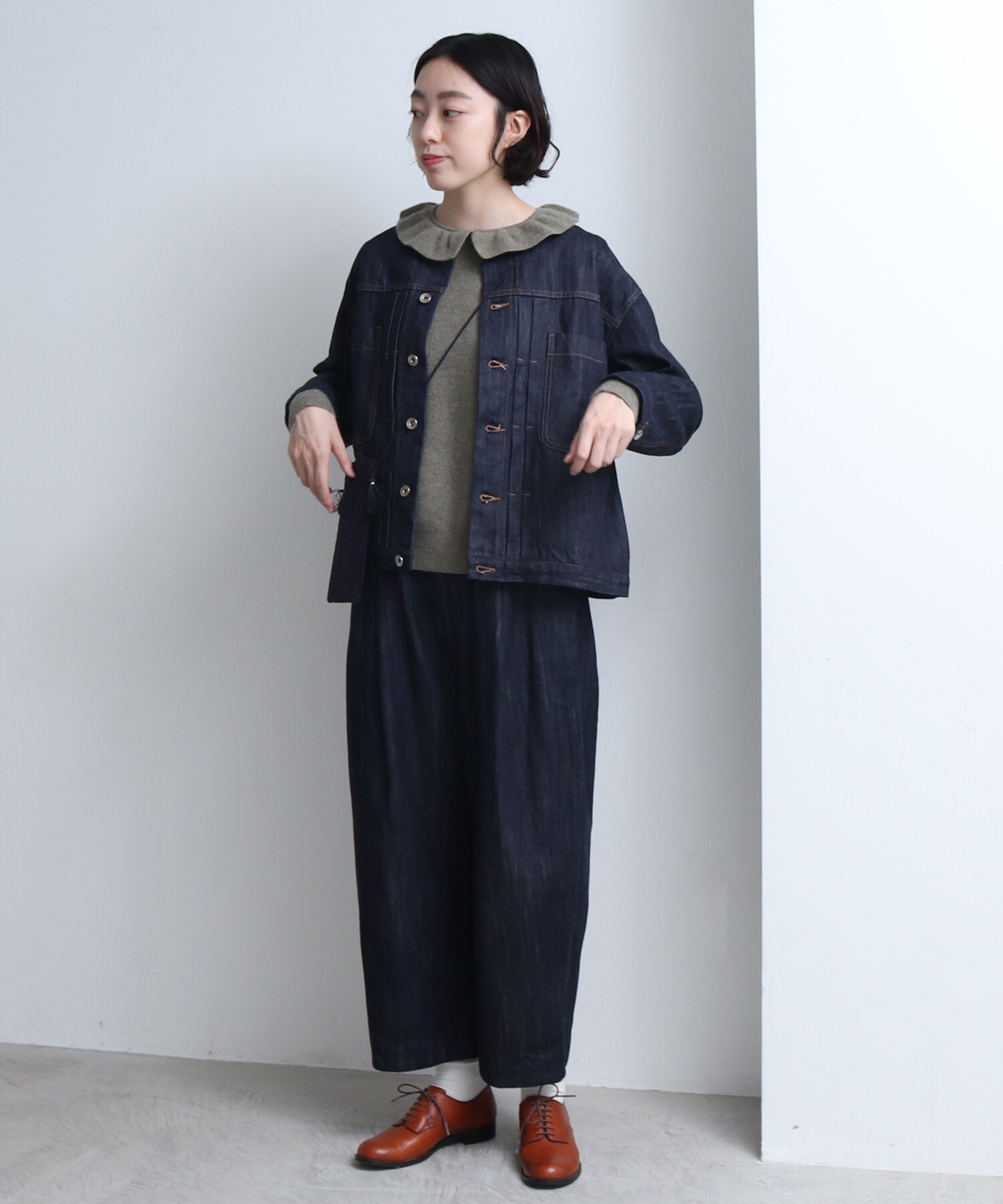 △11ozムラ糸no collar ブルゾン　yuni　ビュルデサボン △11ozムラ糸no collar ブルゾン yuni ビュルデサボン - メルカリ