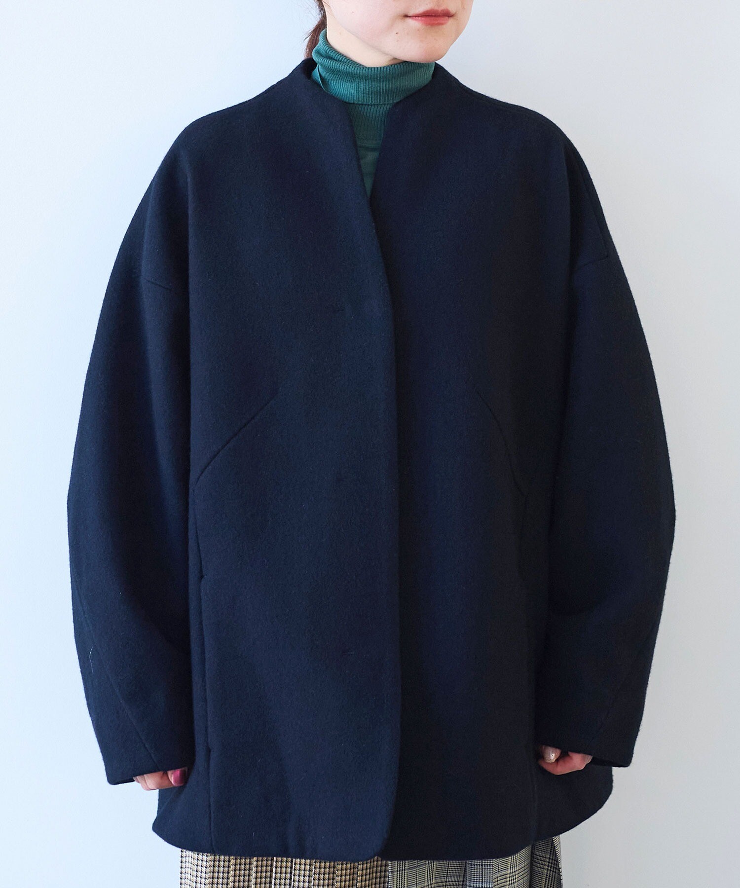 AMBIDEX Store ウールsuper100 middle length cocoonコート(F キナリ