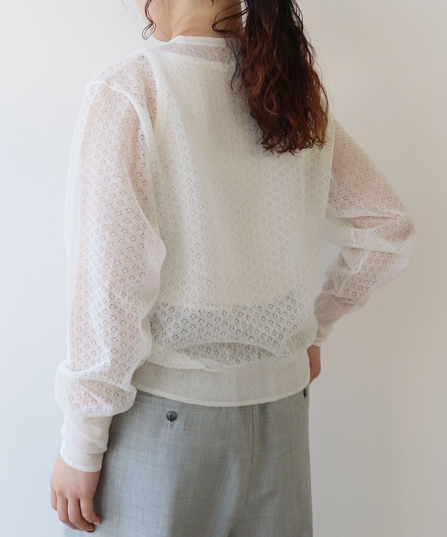 花刺繍ニットカーディガン 3D フラワーニット 長袖 セーター