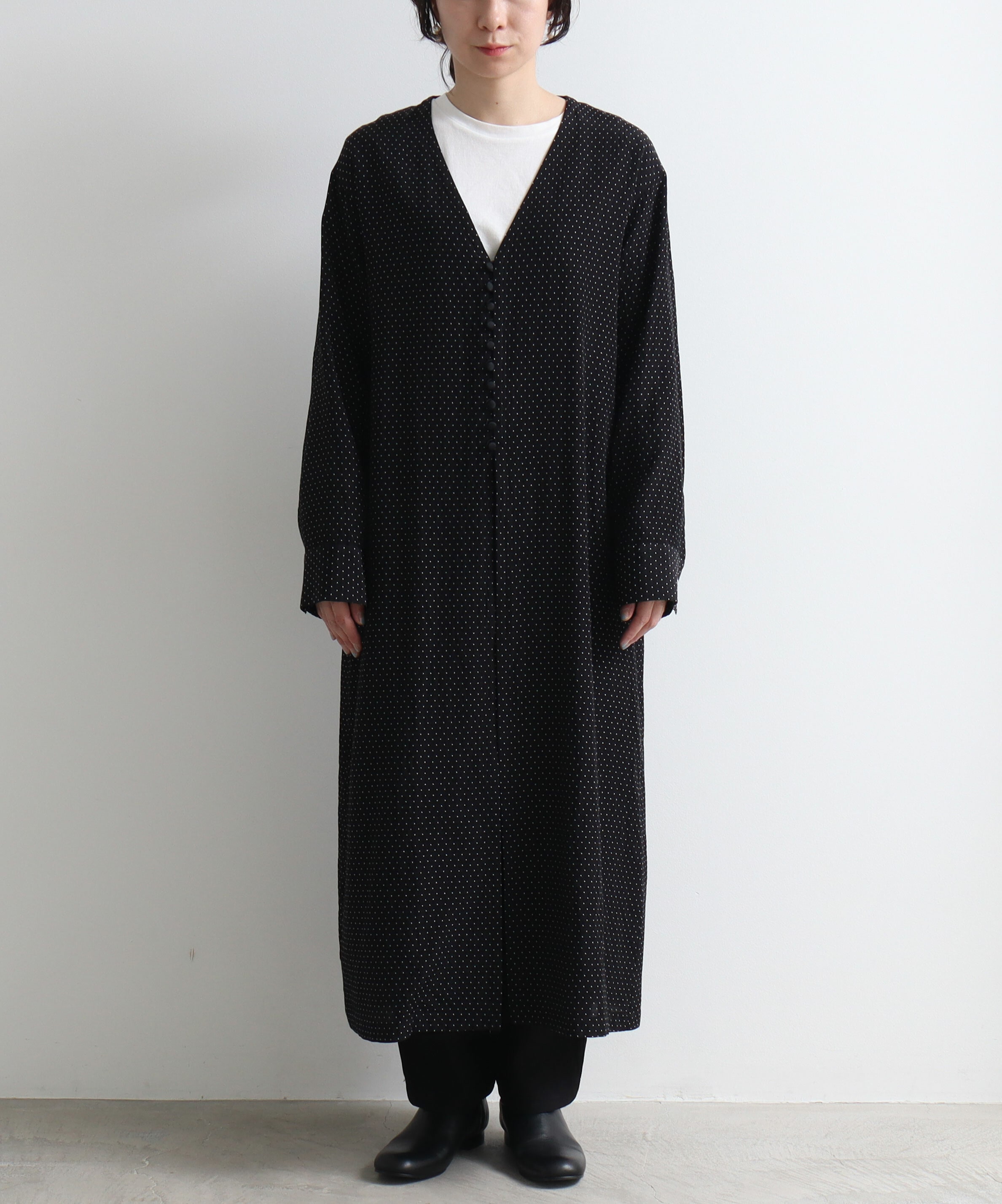 Ambidex Store コットン キュプラ Dot ジャガード Haori ワンピース F クロ Yuni