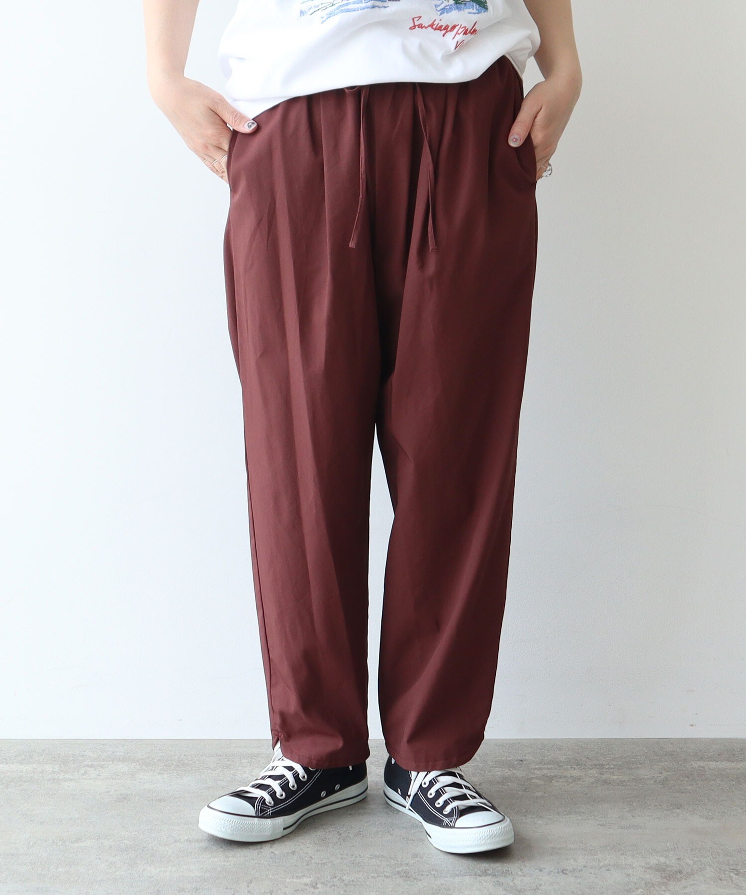 AMBIDEX Store 80/2強撚Cギャバ ベントヘムパンツ(S クロ): yuni