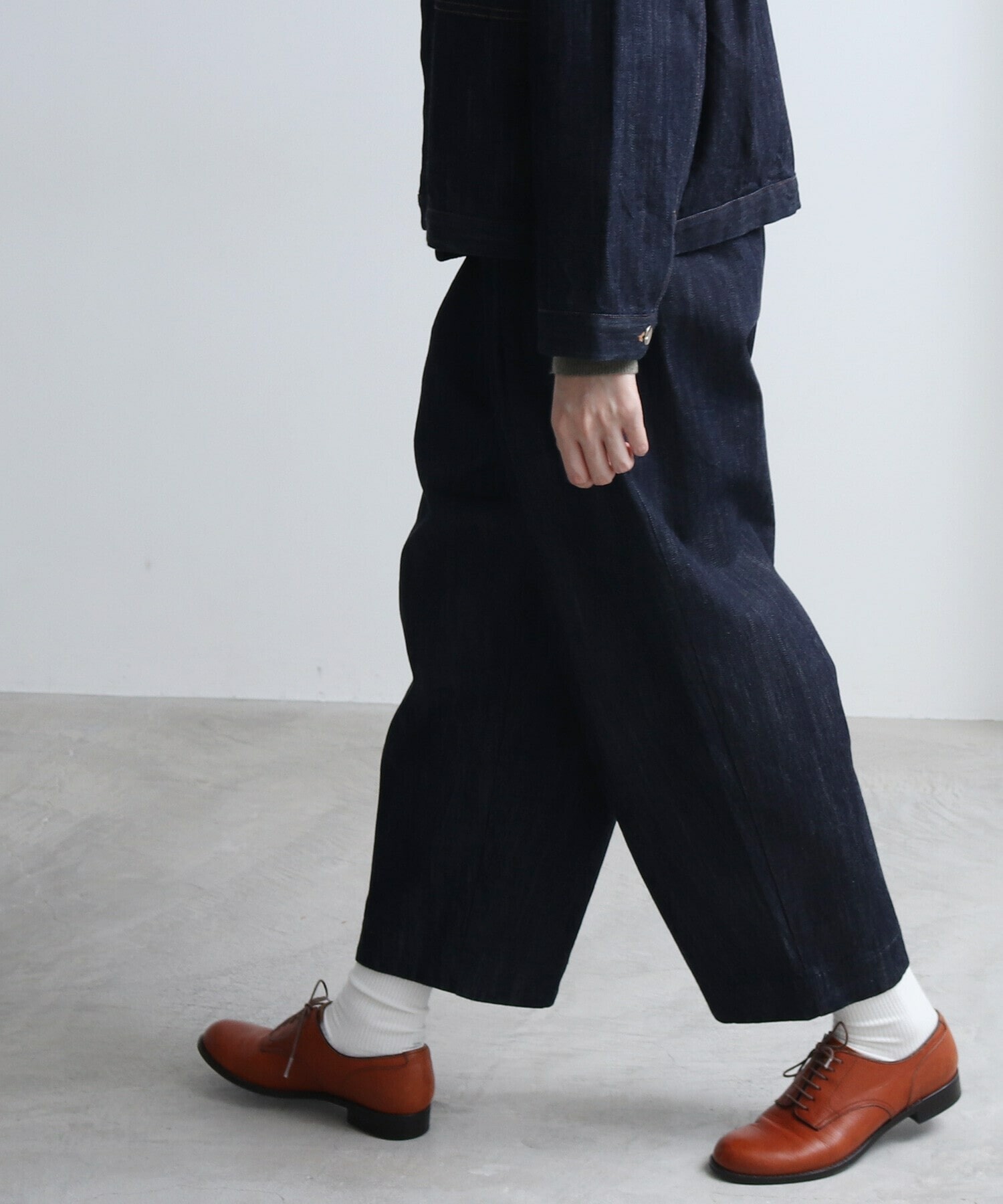 AMBIDEX Store cotton denim back gom パンツ(S コン): yuni