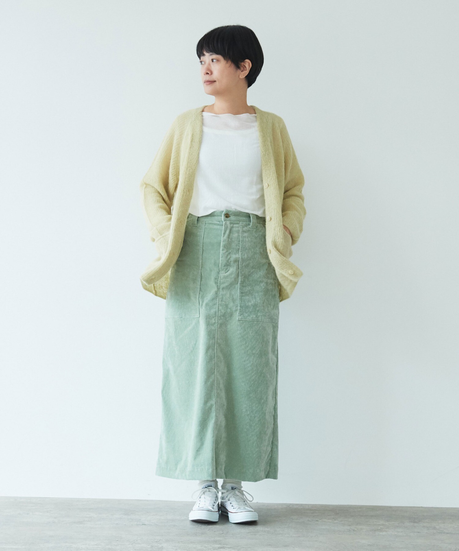 AMBIDEX Store ○シャンブレーコールスカート(F ベージュ): yuni