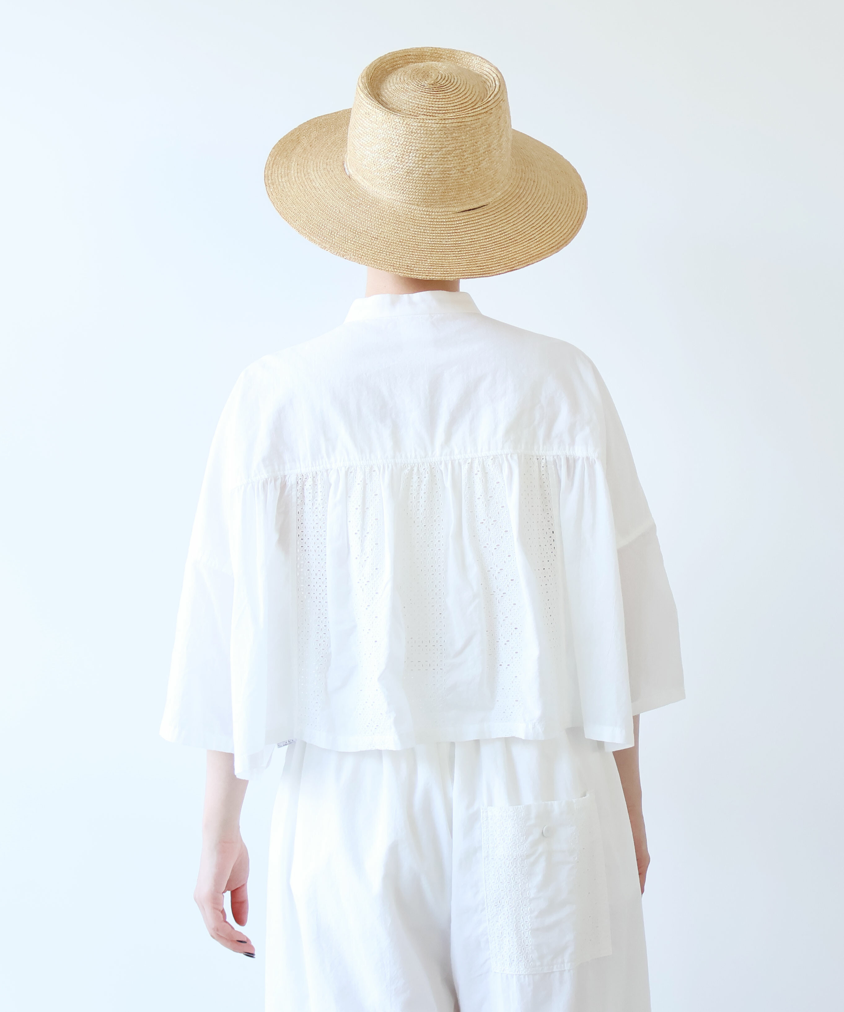 AMBIDEX Store LACE STRIPE刺繍 square ブラウス(F シロ): buoybuoy