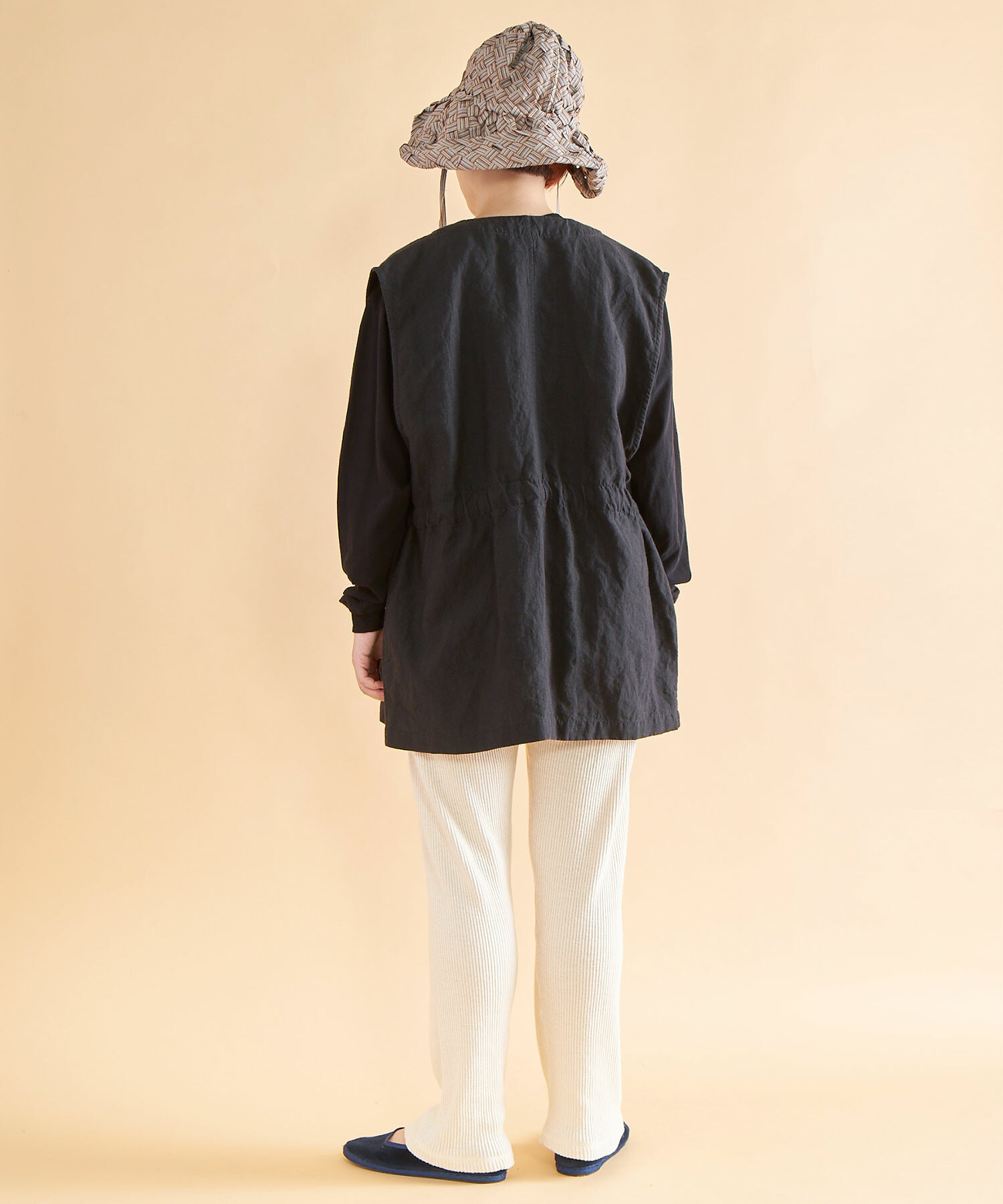 AMBIDEX Store ○60/高密度LINEN ベスト(F BLACK): FLAT-cic-HATENA