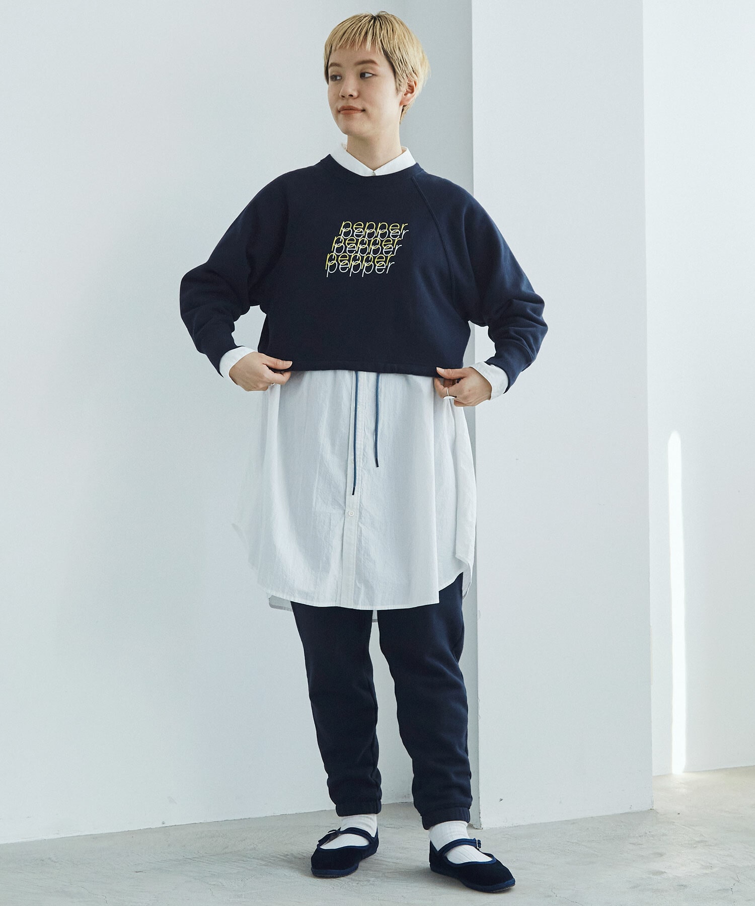 AMBIDEX Store △○30/8裏毛 pepper sweat(F NAVY): FLAT-cic-HATENA