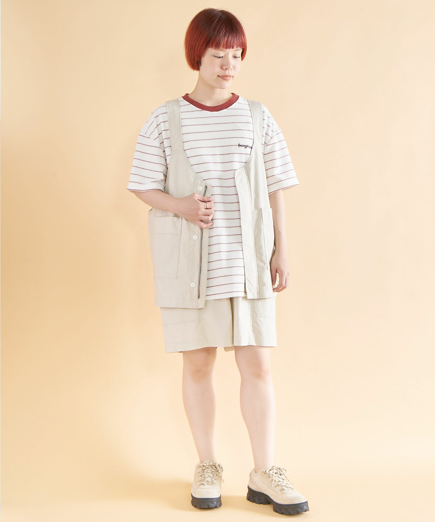 AMBIDEX Store ○pil border YACCO プルオーバー(F WHITE×RED): FLAT 