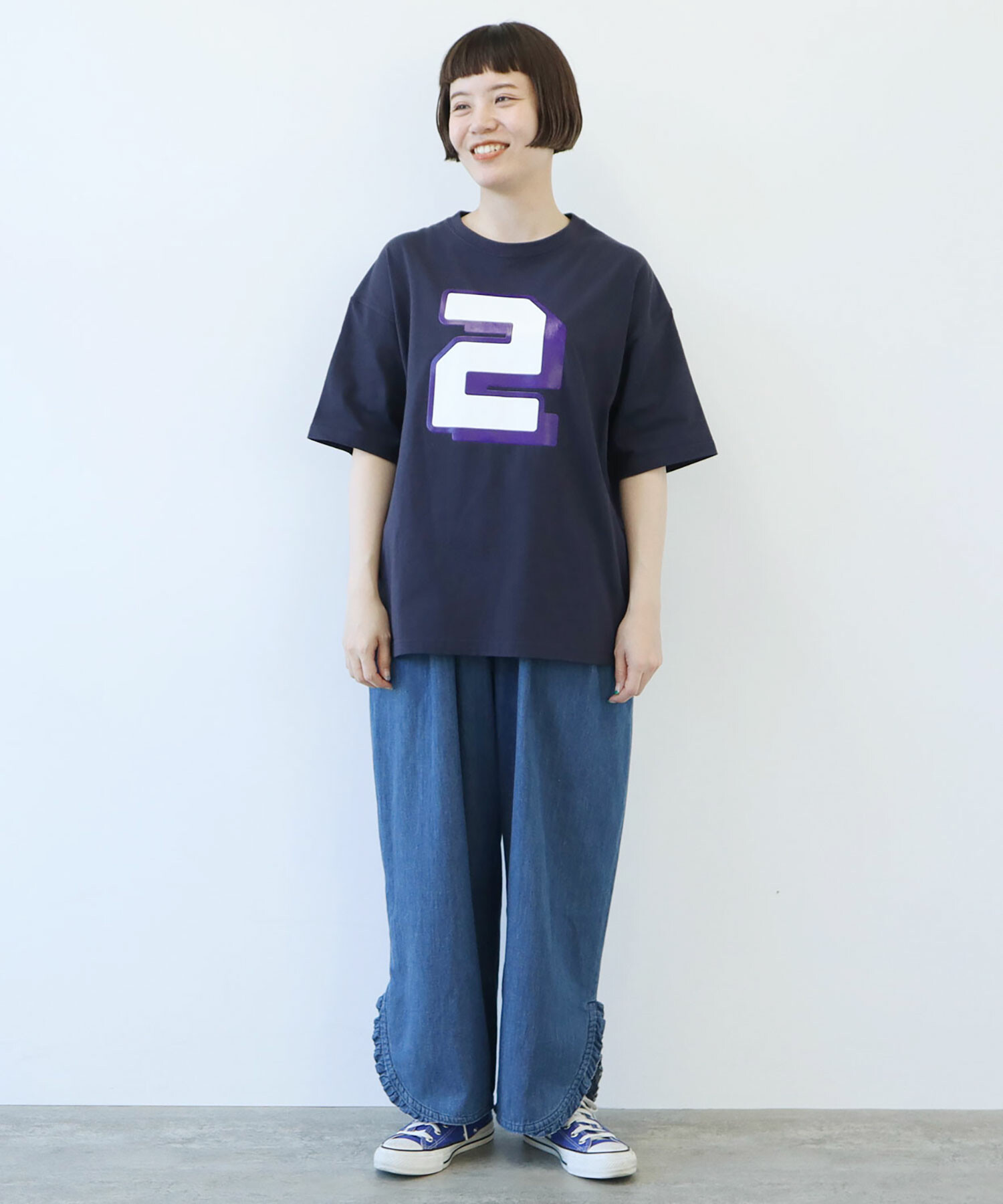 AMBIDEX Store ○number 2 T-シャツ(F ネイビー): FLAT-cic-HATENA