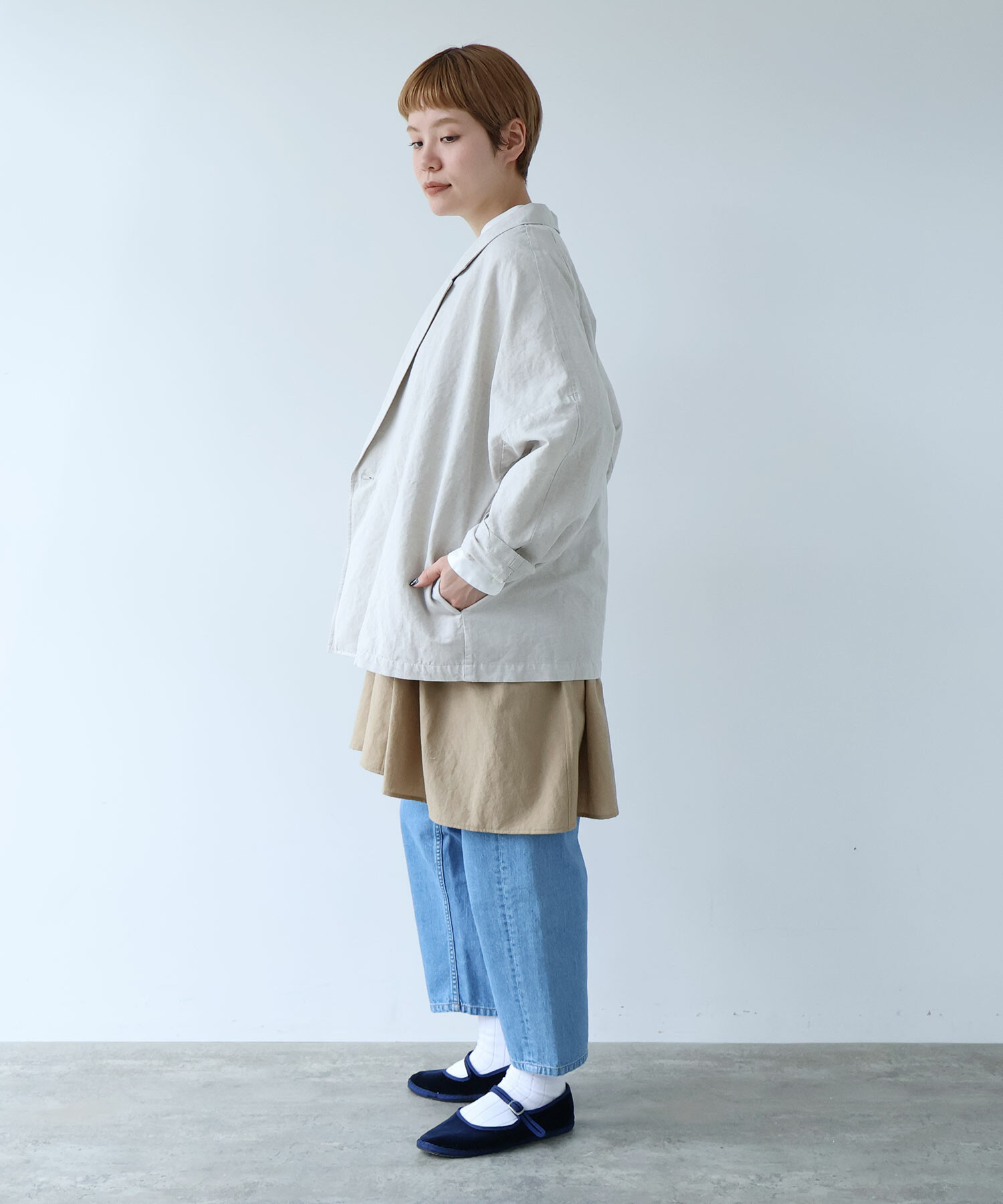 AMBIDEX Store リネン/コットン クロスワッシャー W ジャケット(F