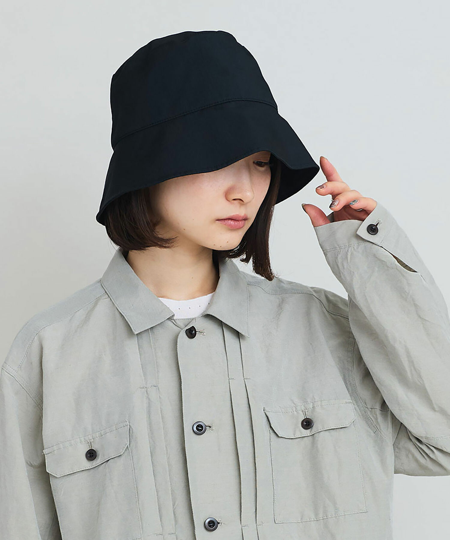 AMBIDEX Store 〇マットツイル バケットハット(F クロ): iki AMBIDEX Store 〇マットツイル バケットハット(F クロ): iki