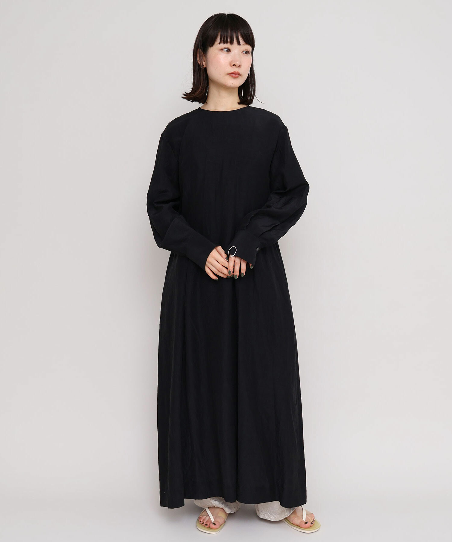 ★限定値下げ★ fog linen work ユリア　ワンピース　長袖　黒 ☆最終値下げ☆ fog linen work ユリア ワンピース 長袖 黒