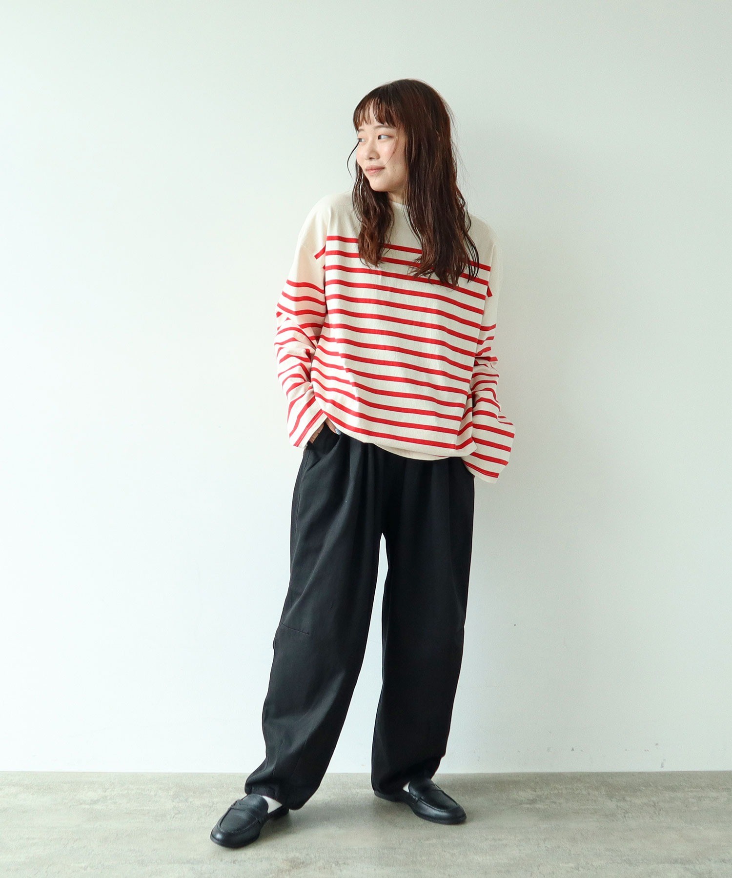 AMBIDEX Store △○パネルボーダー ボートネックプルオーバー(F アオ