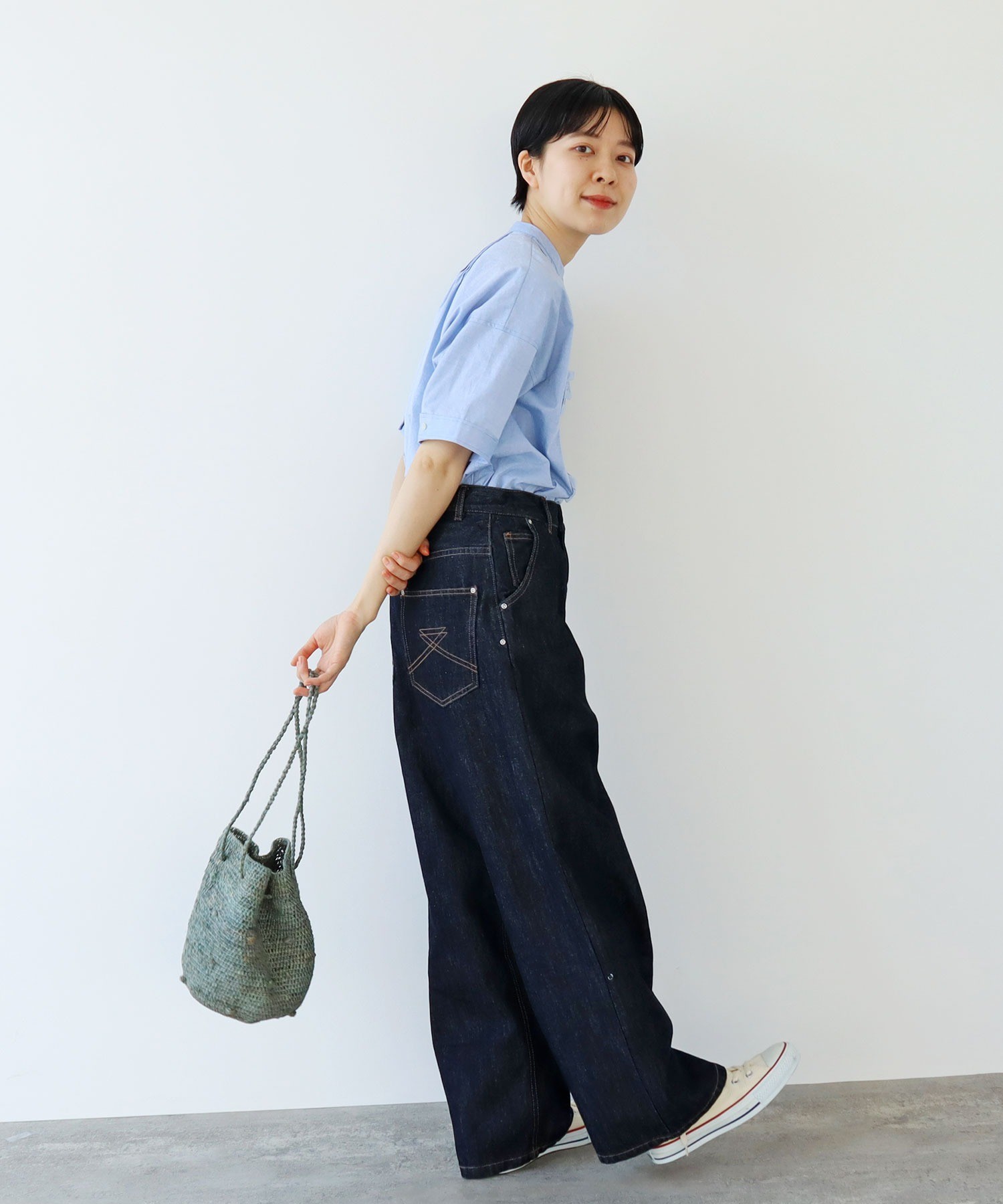 ジーナシス デニム ハクプリントデニム タックパンツ Ungrid ZARA 格安