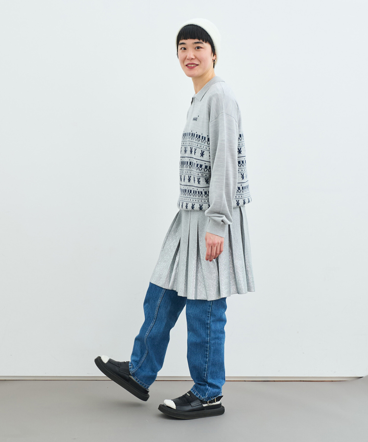 AMBIDEX Store 〇WAAN JACQUARD ハーフジップブルゾン(F GRAY