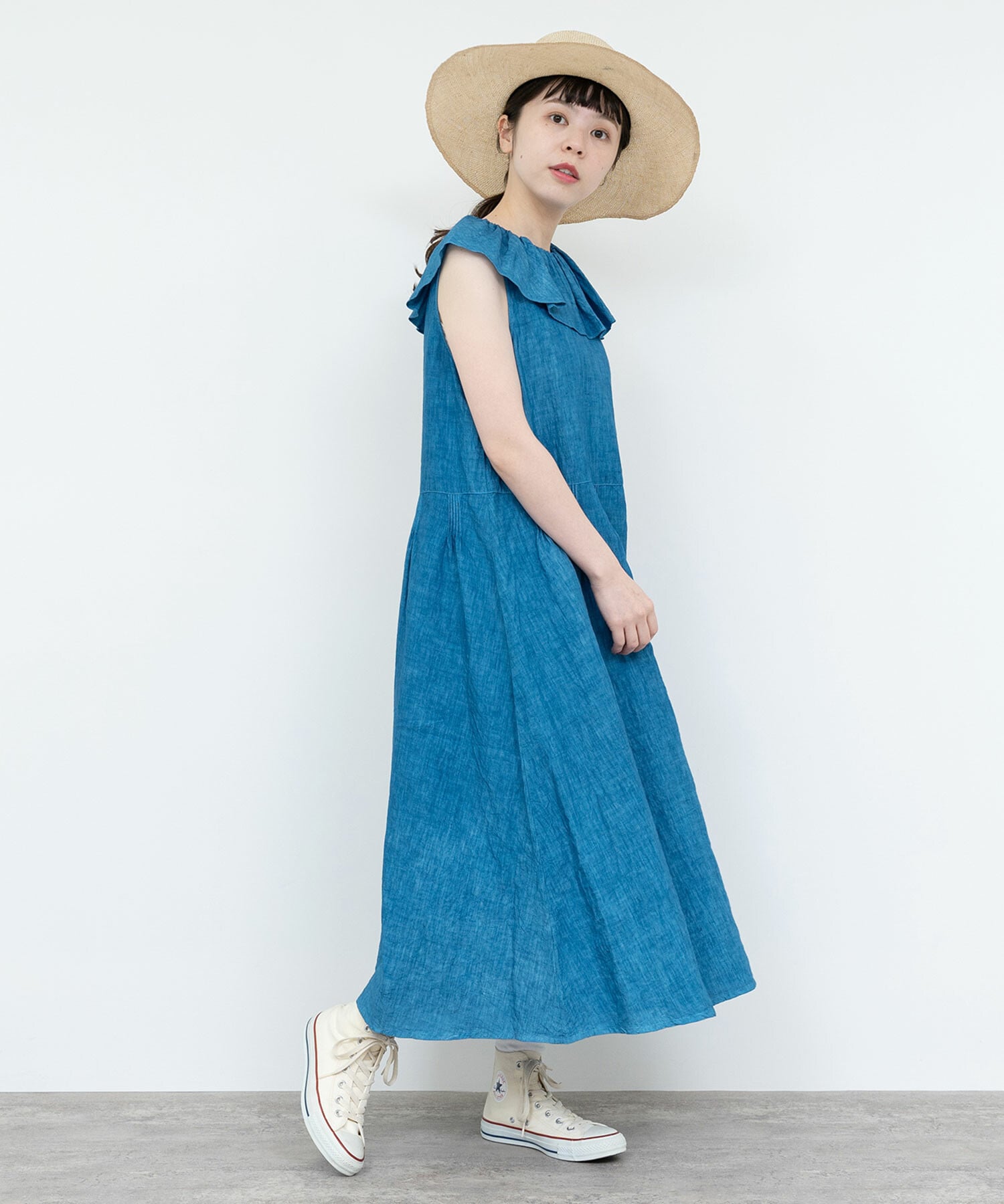 tuck sun dress /powder blue