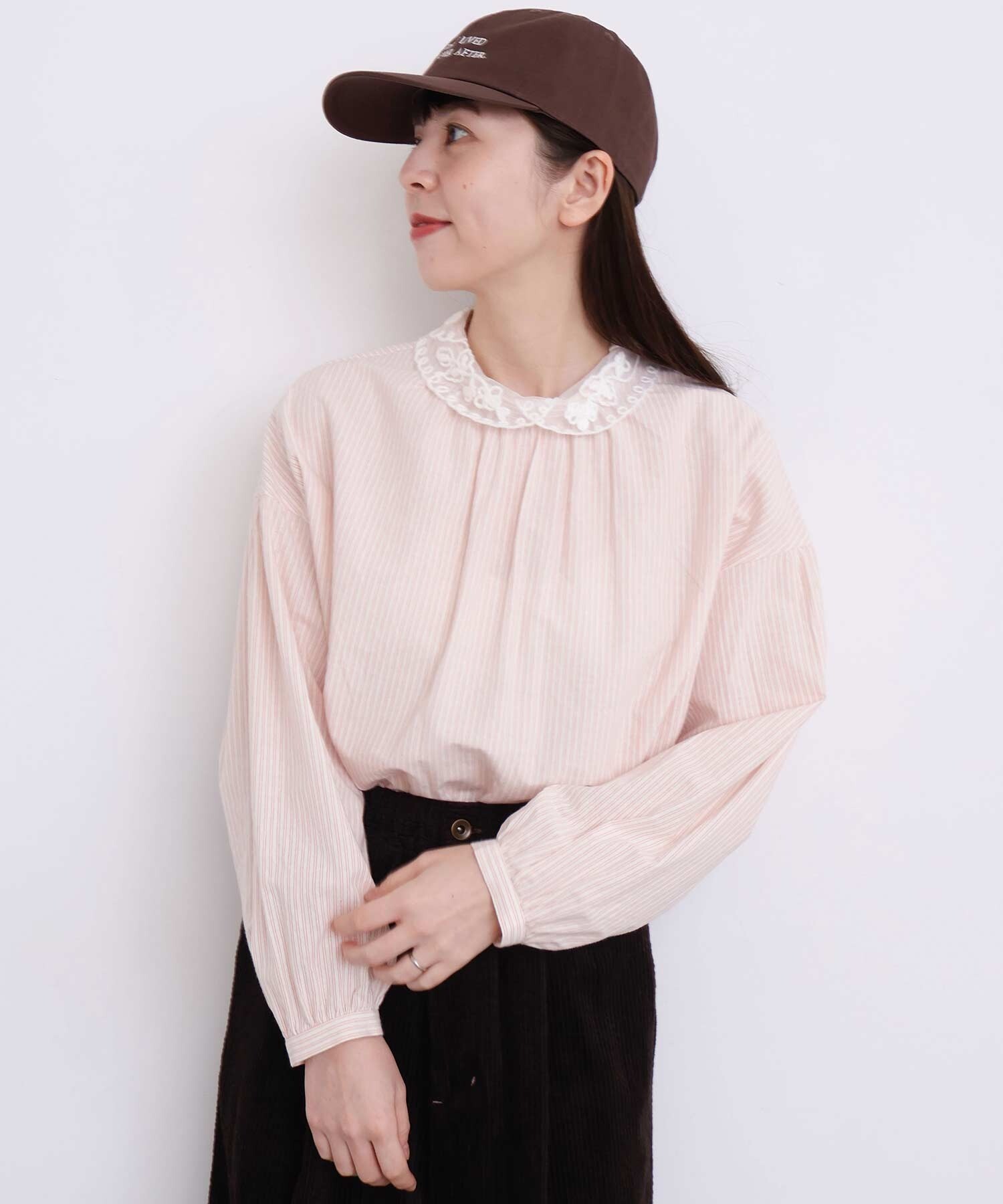 AMBIDEX Store ○いちごのコード刺繍 重なる襟ブラウス(F シロ): l