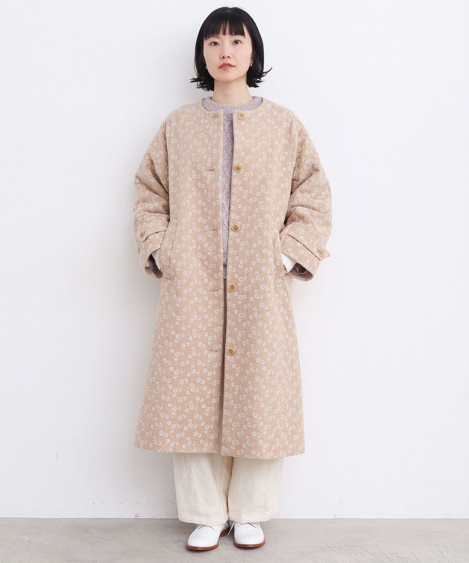 新品サイズ１LOKITHO CORD EMB.COAT ロキトコード刺繍コート肩幅393cm