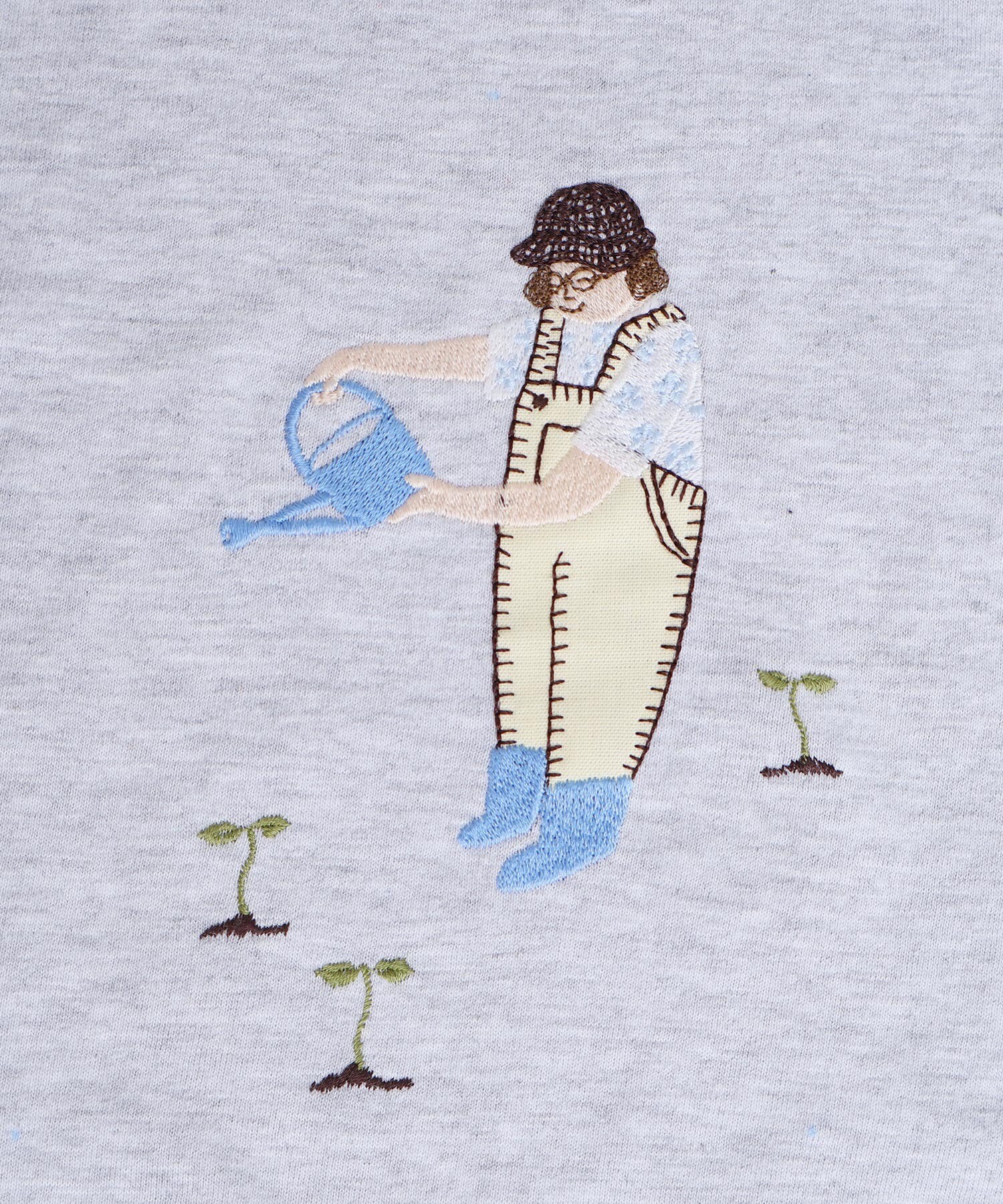 AMBIDEX Store 植物おせわ係 アップリケ刺繍ロンT(F グレー): l