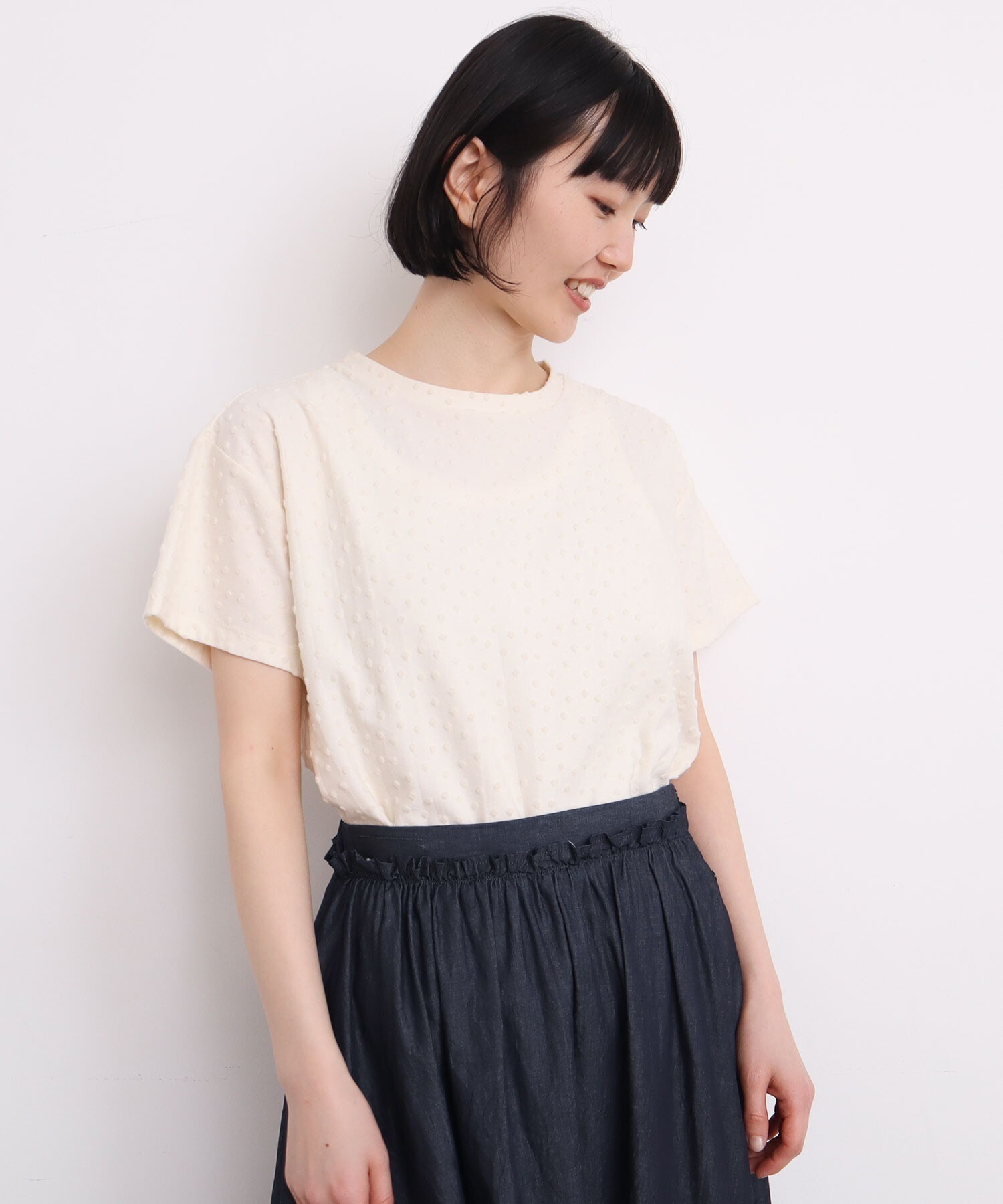 AMBIDEX Store 小ドットパイル Tシャツ(F クロ): l'atelier du savon
