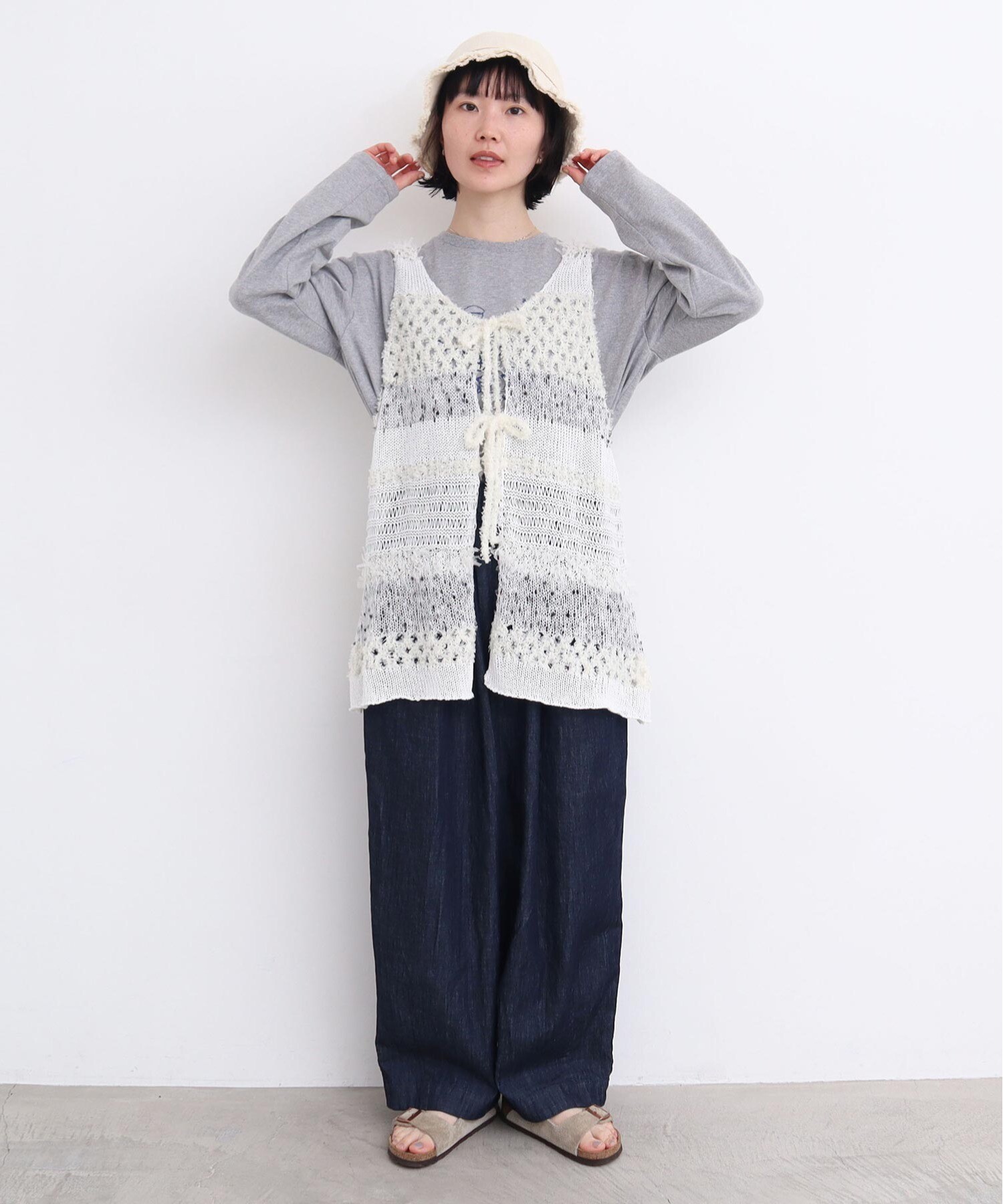 【Make stuff '25】てぃらアソートワークベスト AMBIDEX Store 【予約販売】〇ぽつぽつ糸のcraft knitベスト (F