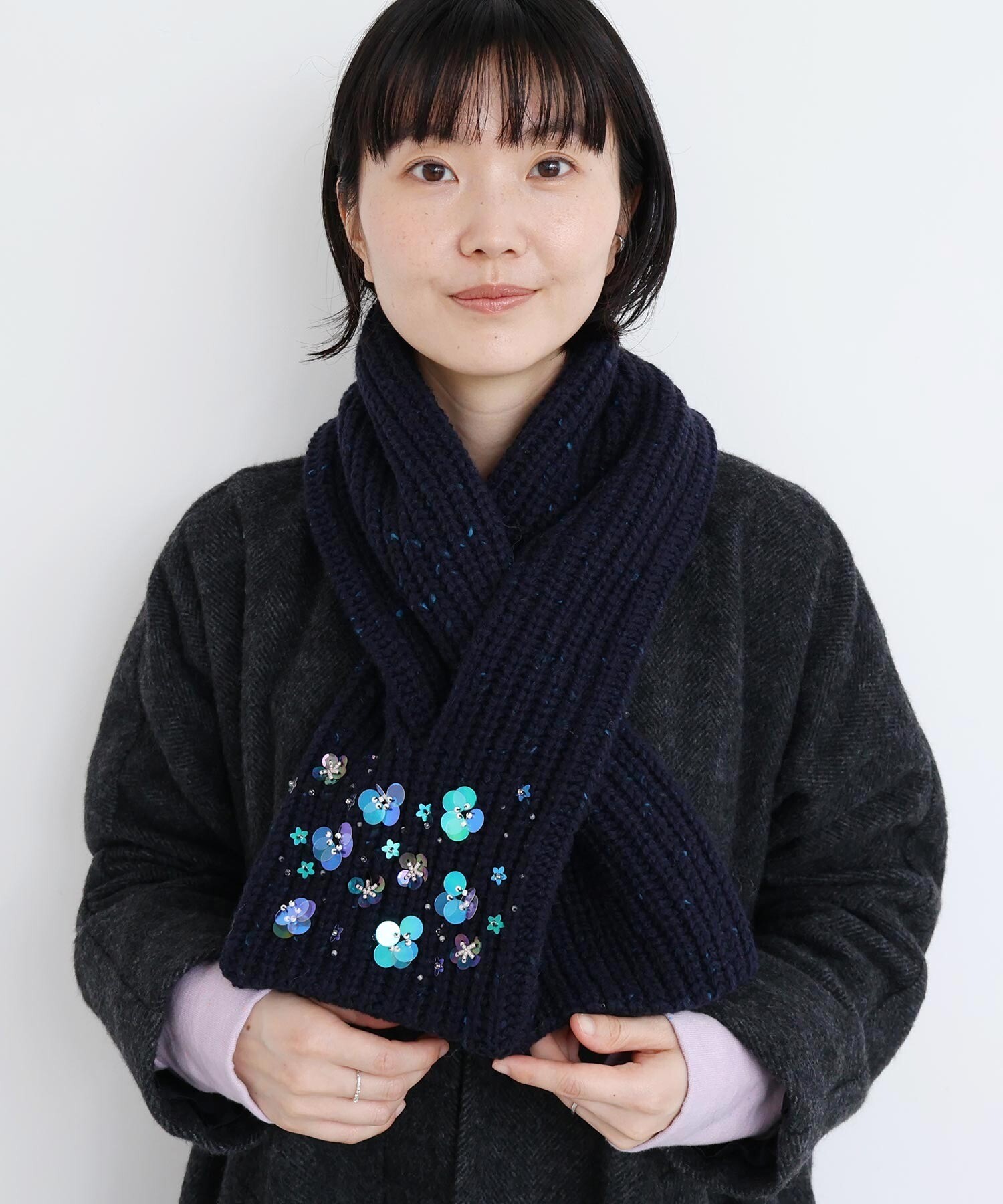 AMBIDEX Store 〇ビーズ刺繍 宝石みたいなティペット(F アカ): l