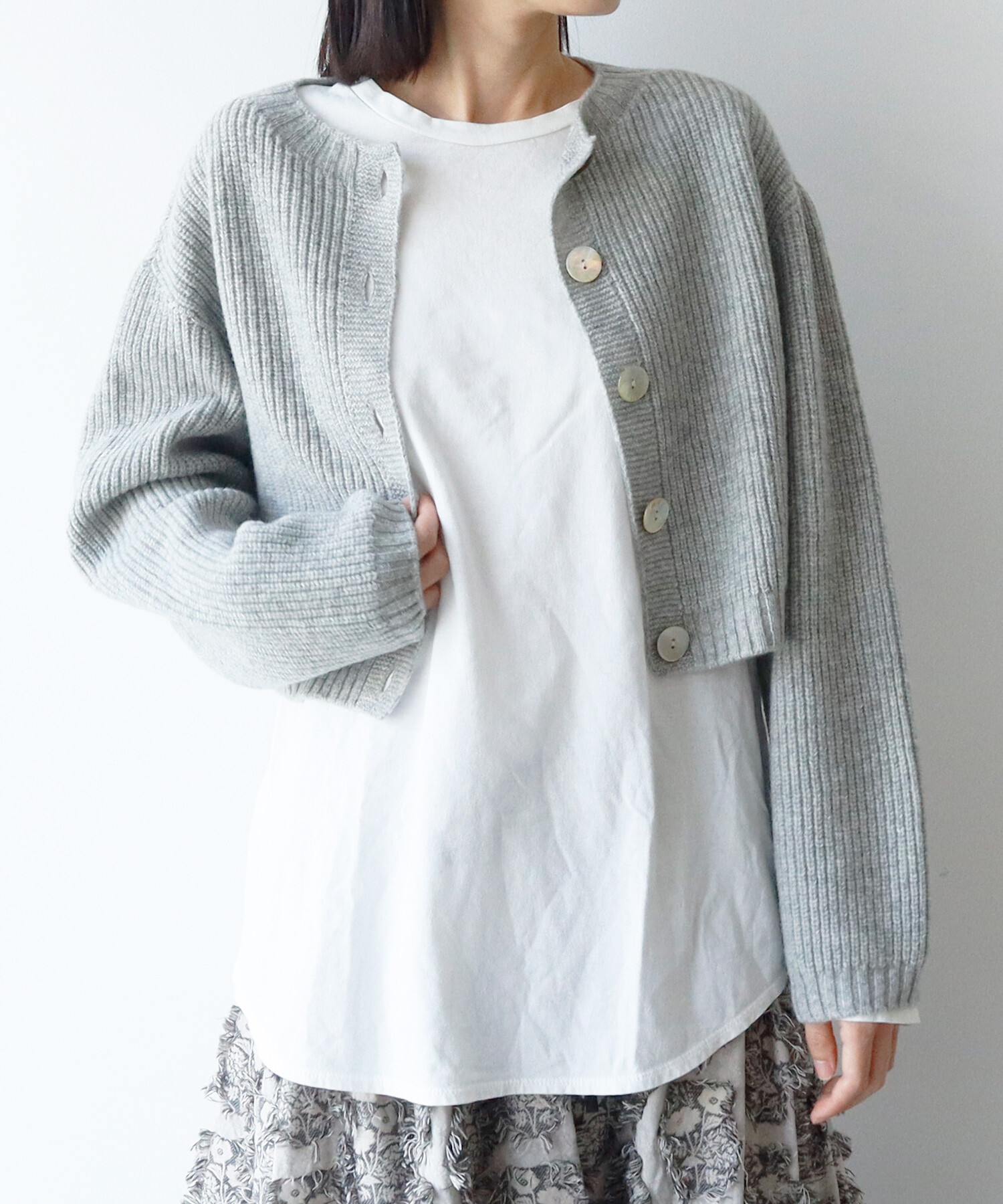 AMBIDEX Store ○CHESS 片畦 ショートカーディガン(F コゲチャ): Rin