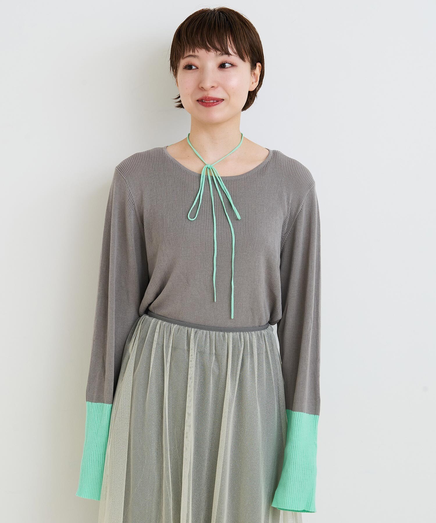 AMBIDEX Store ○○BICOLOR Choker リブニット(F グレー): l