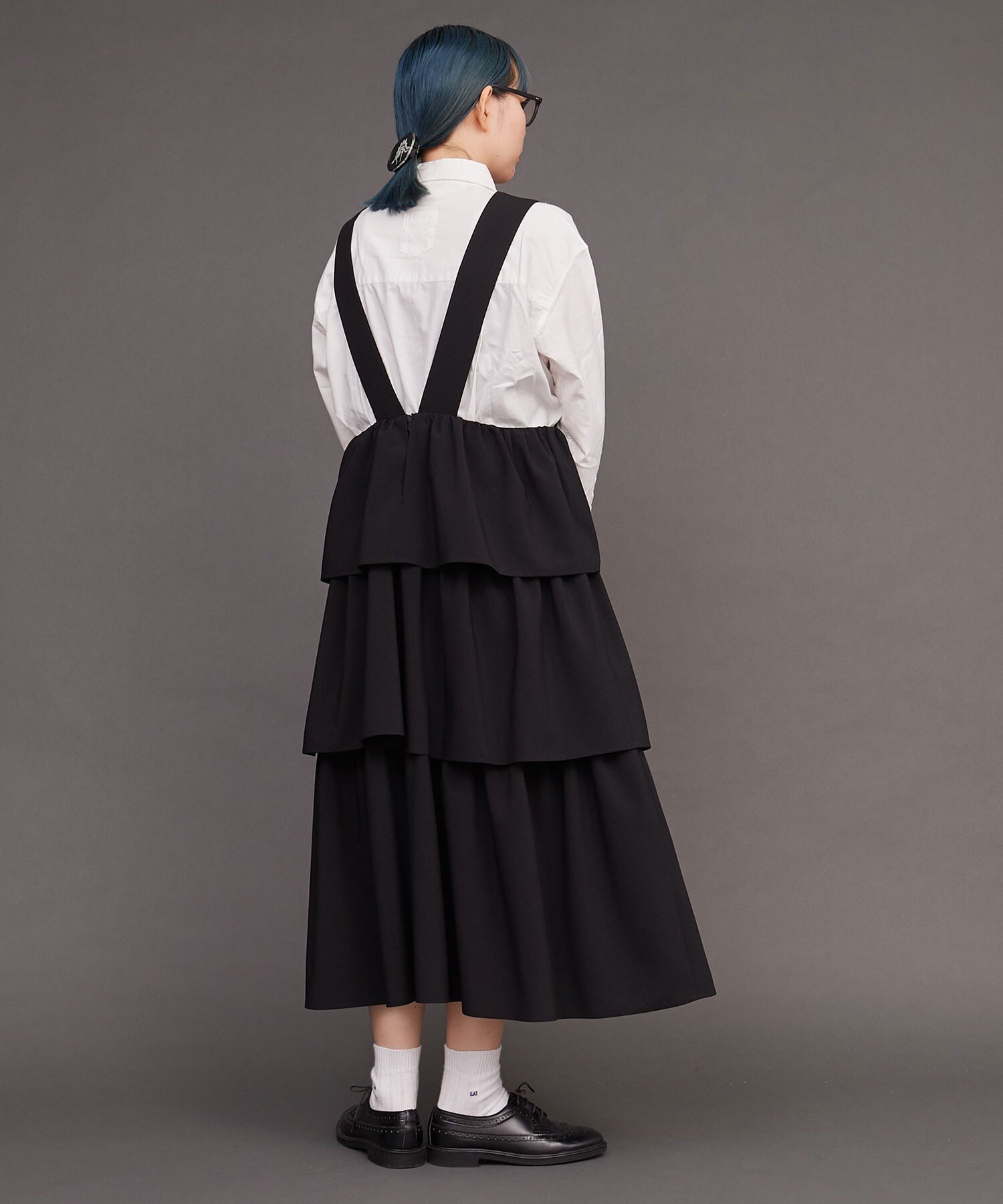 AMBIDEX Store ○△TIERED FRILL apron onepiece(F クロ): l