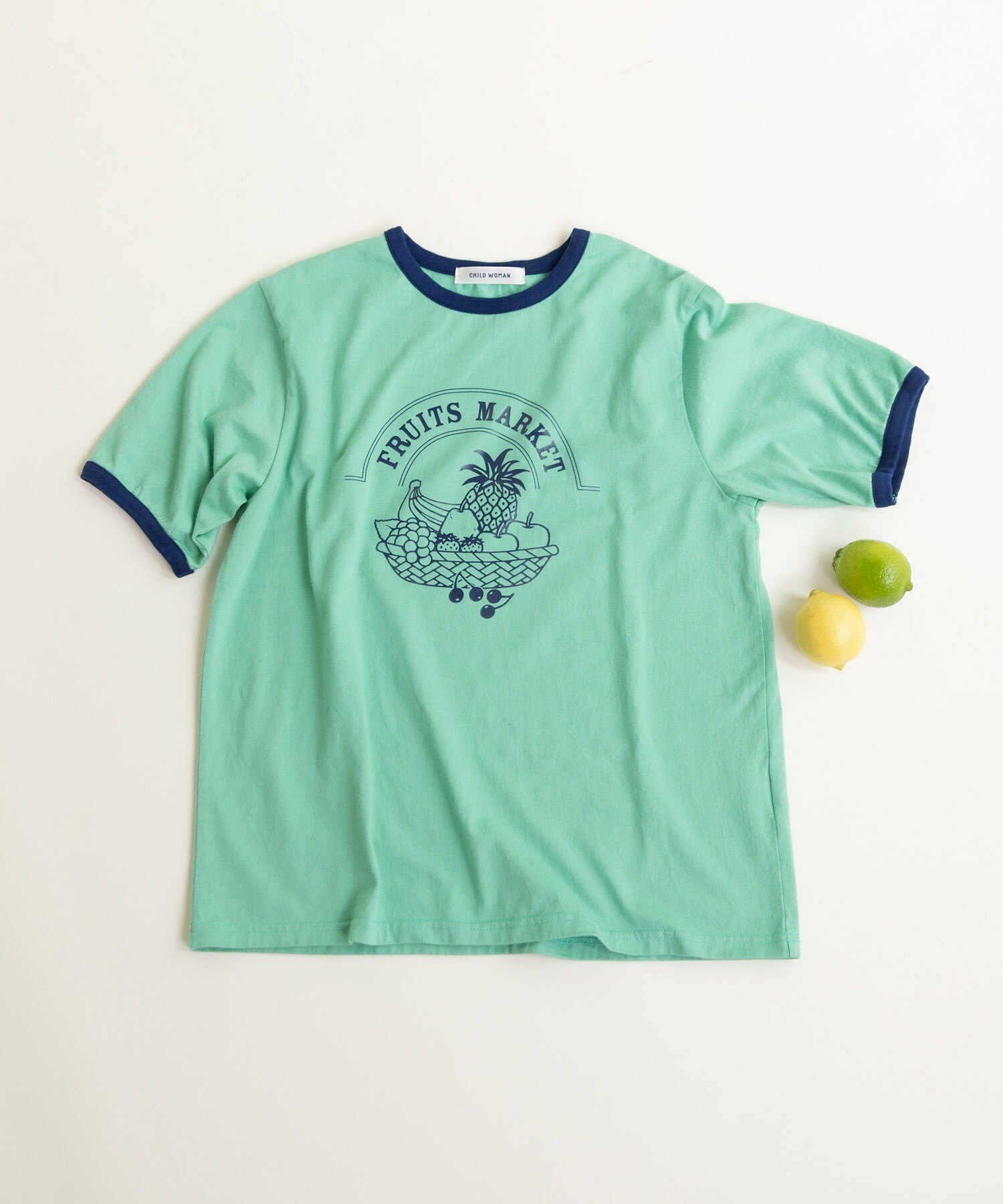 40/2天竺 フルーツプリントリンガーTシャツ