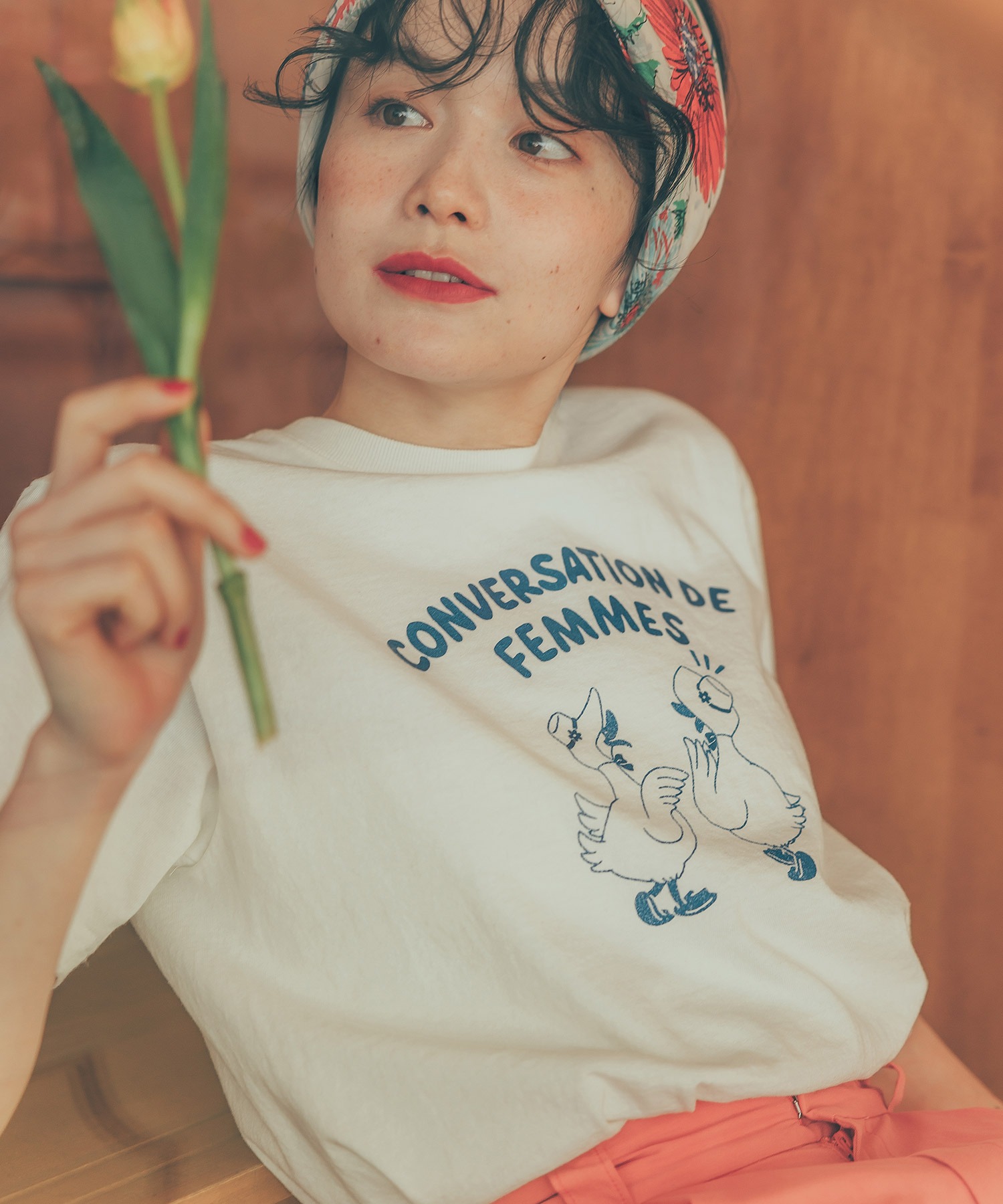 tシャツ アヒルの会議プリント ミニＴシャツ レディース CHILD WOMAN tシャツ アヒルの会議プリント ミニTシャツ