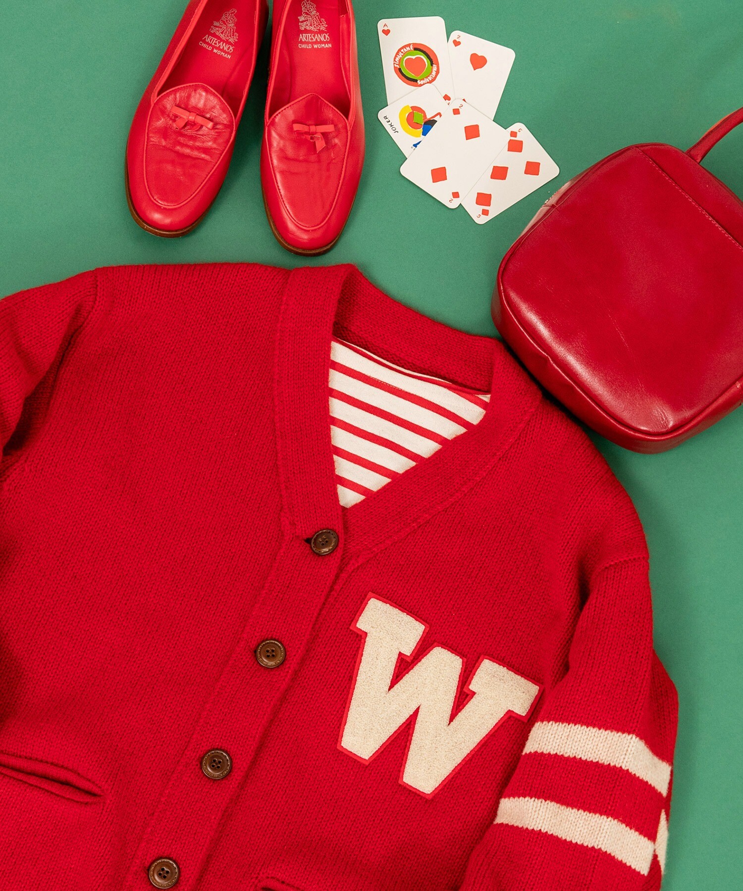 AMBIDEX Store △○シェットランドウール レタードカーディガン