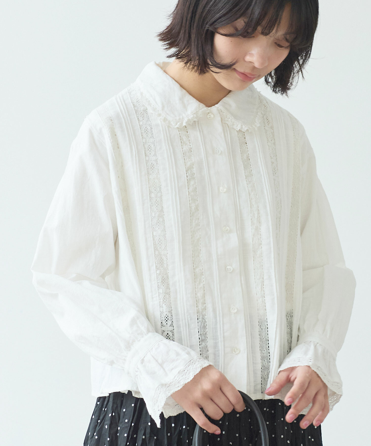 AMBIDEX Store 〇 lace patchwork ブラウス(F クロ): bulle de savon