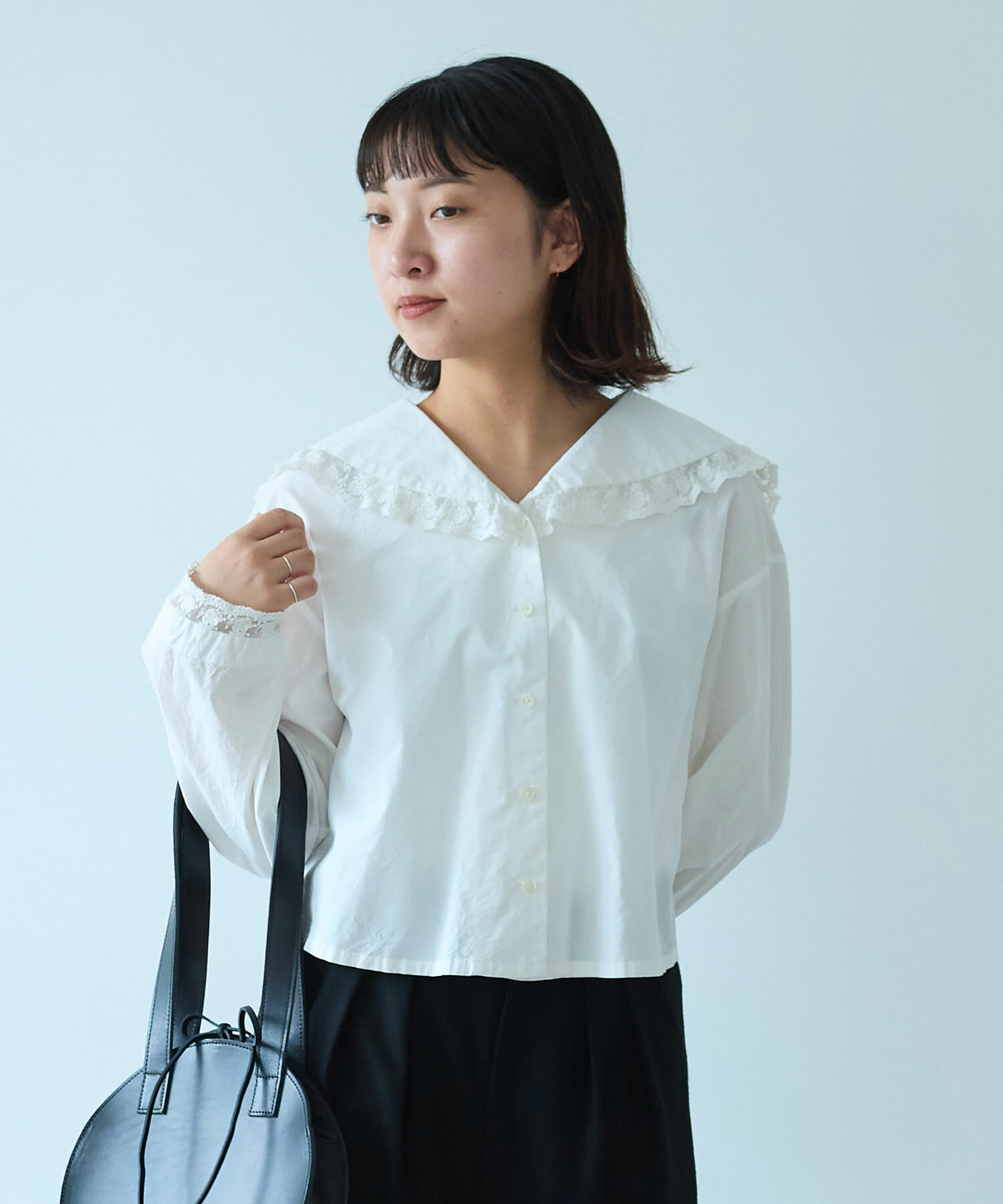 AMBIDEX Store 〇 tulle lace sailor ブラウス(F クロ): bulle de savon