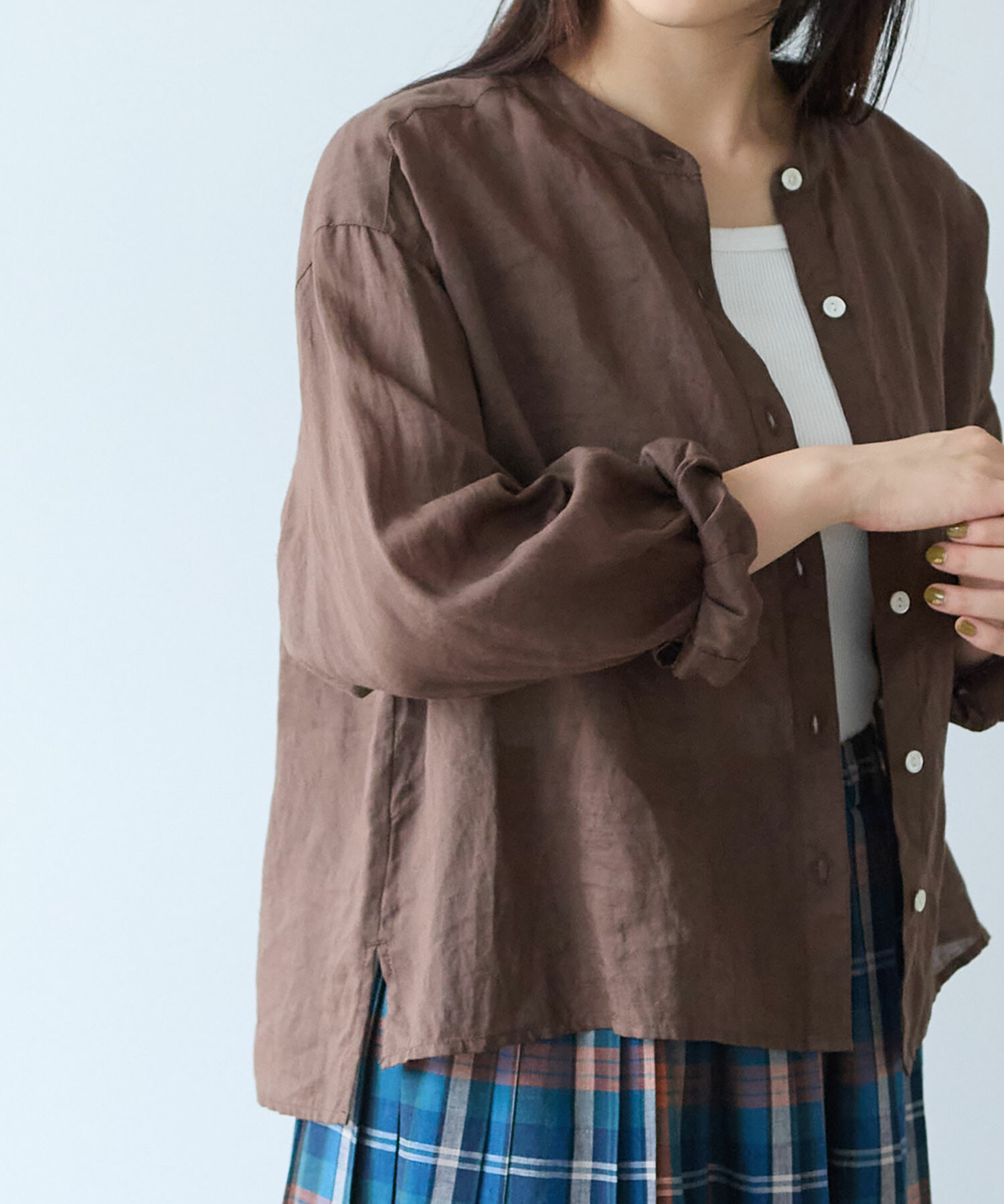 AMBIDEX Store ○ Ramie short ブラウス(F ブルーグレー): bulle de savon
