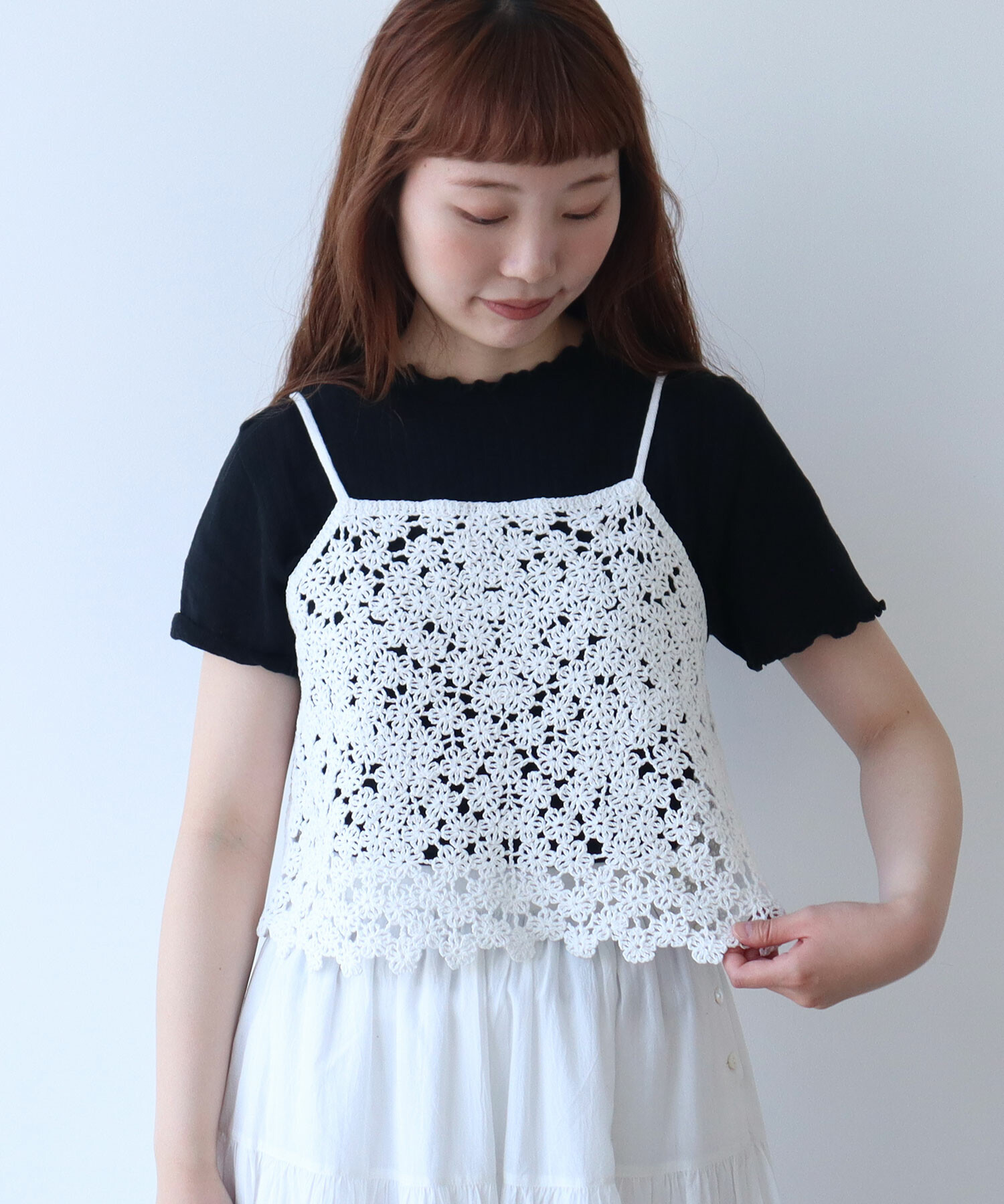 AMBIDEX Store △〇 おはな刺繍 キャミソール(F クロ): bulle de