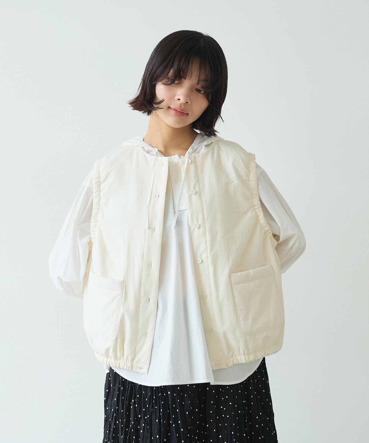 AMBIDEX Store 〇 100 /- ブロード EDODAKI 中綿ベスト(F チャコール