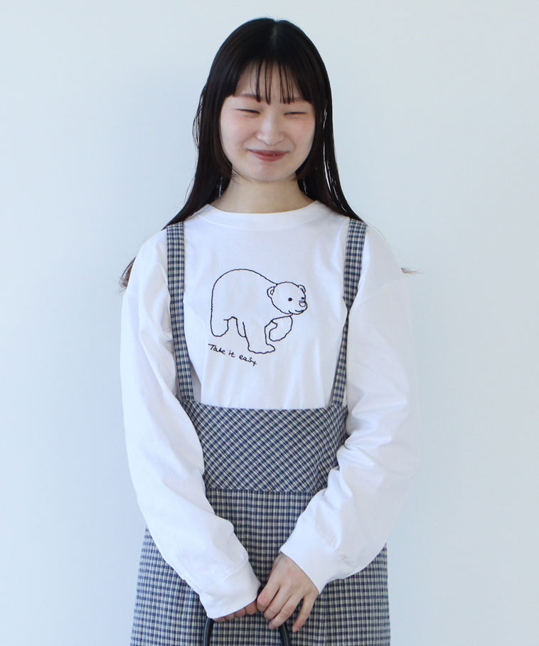 AMBIDEX Store ○しろくま刺繍Tシャツ(F シロ): bulle de savon