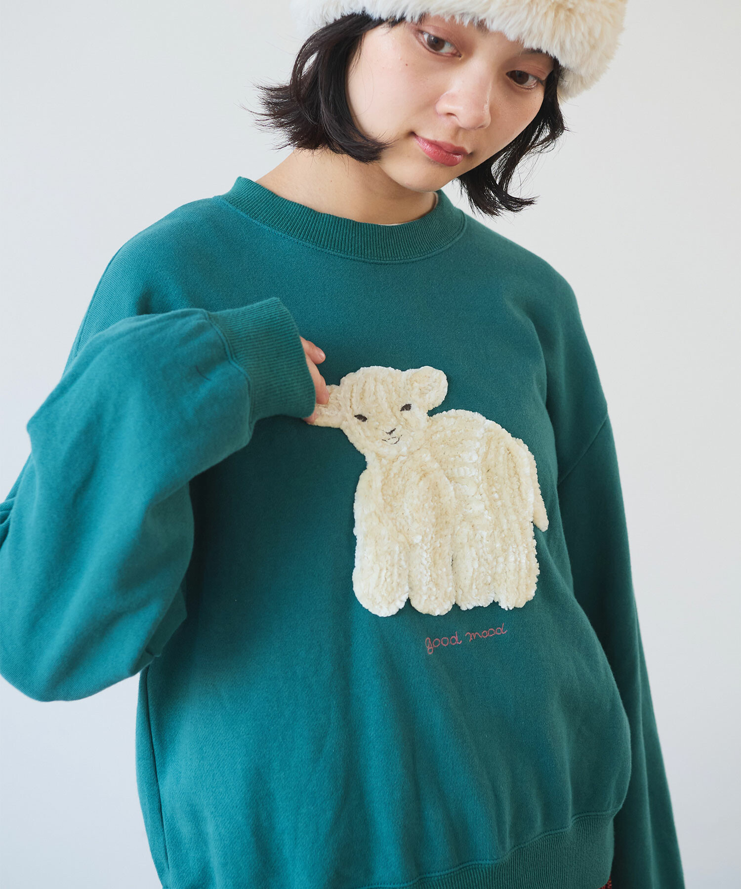 bulle de savon 30/10 コーマ裏毛 子ひつじ刺繍 スウェット AMBIDEX Store ○ 30 / 10 コーマ裏毛 子ひつじ刺繍 スウェット(F コン