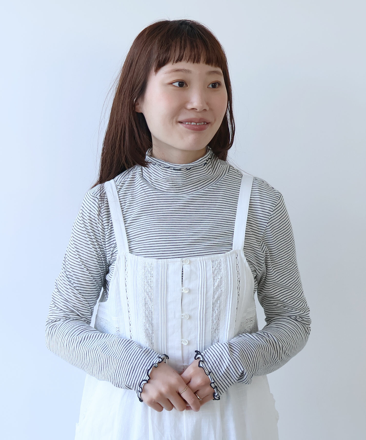 AMBIDEX Store ○ 60/-×60/- ボーダー ハイネックプルオーバー(F シロ