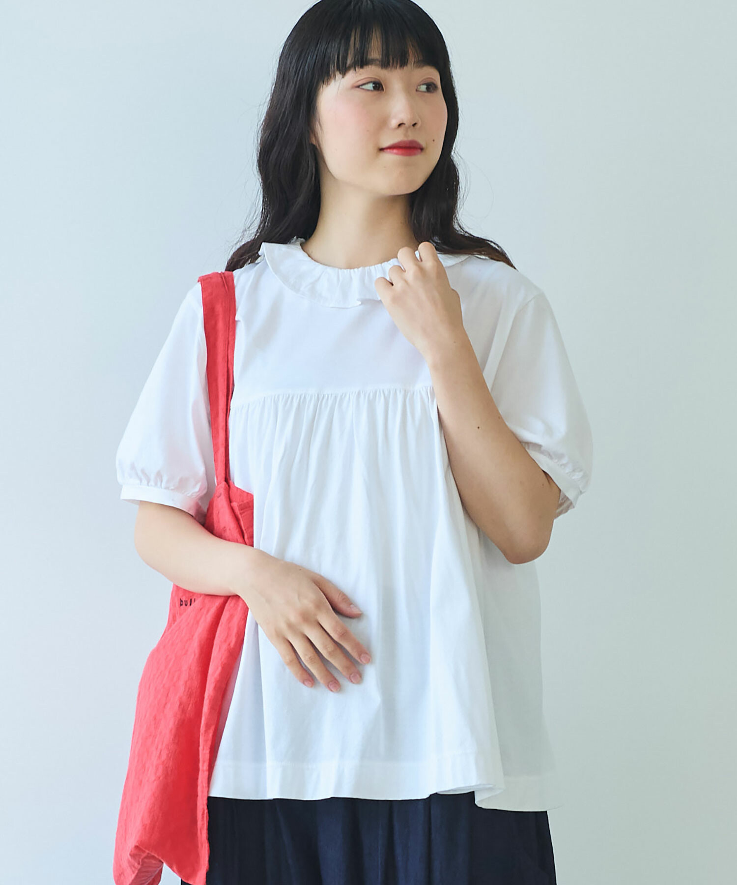 AMBIDEX Store 〇 60/2 シルケット天竺 フリルカラー プル AMBIDEX Store 〇 60/2 シルケット天竺 フリルカラー プル