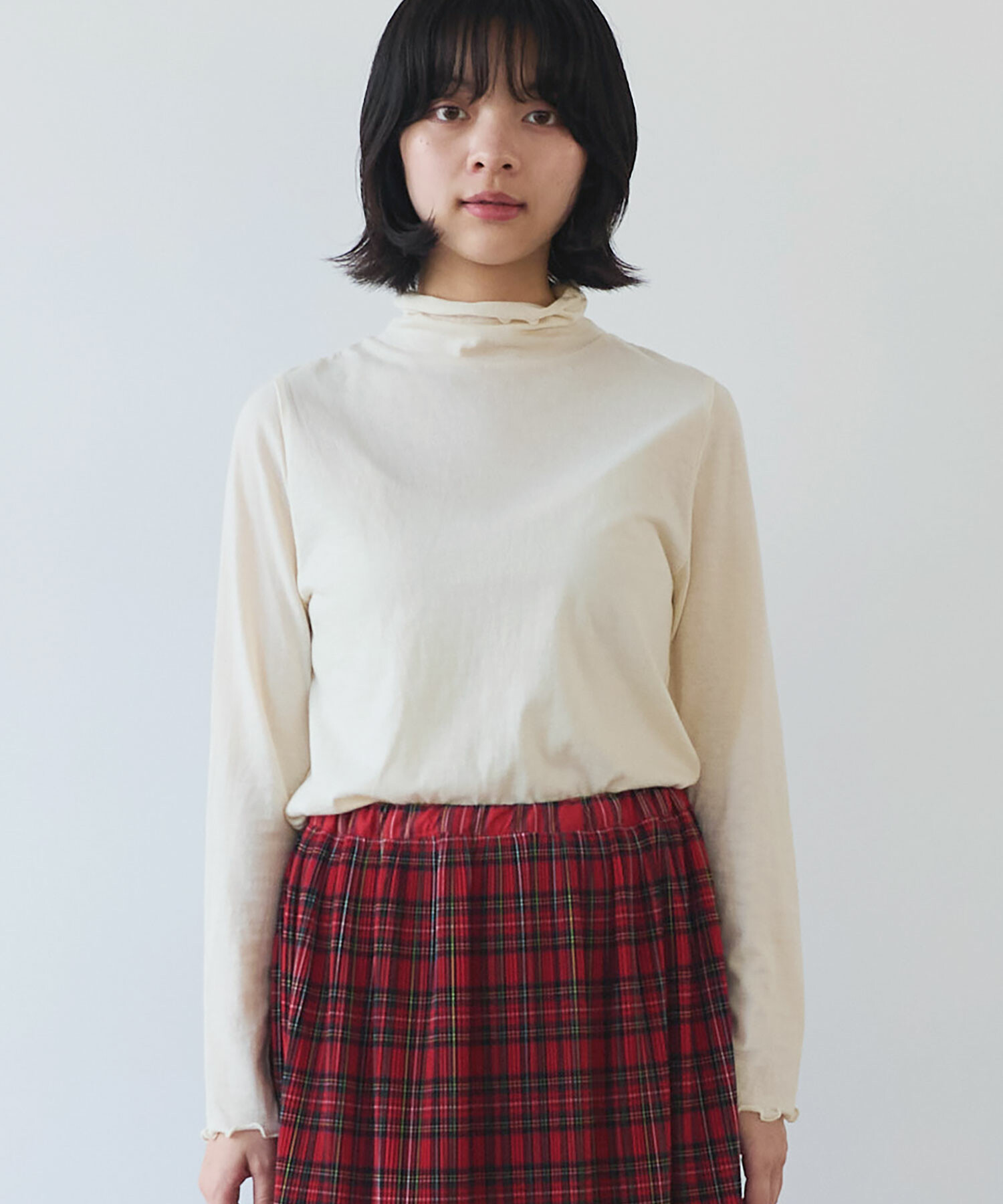 AMBIDEX Store コットン / ウール ハイネックプルオーバー(F クロ