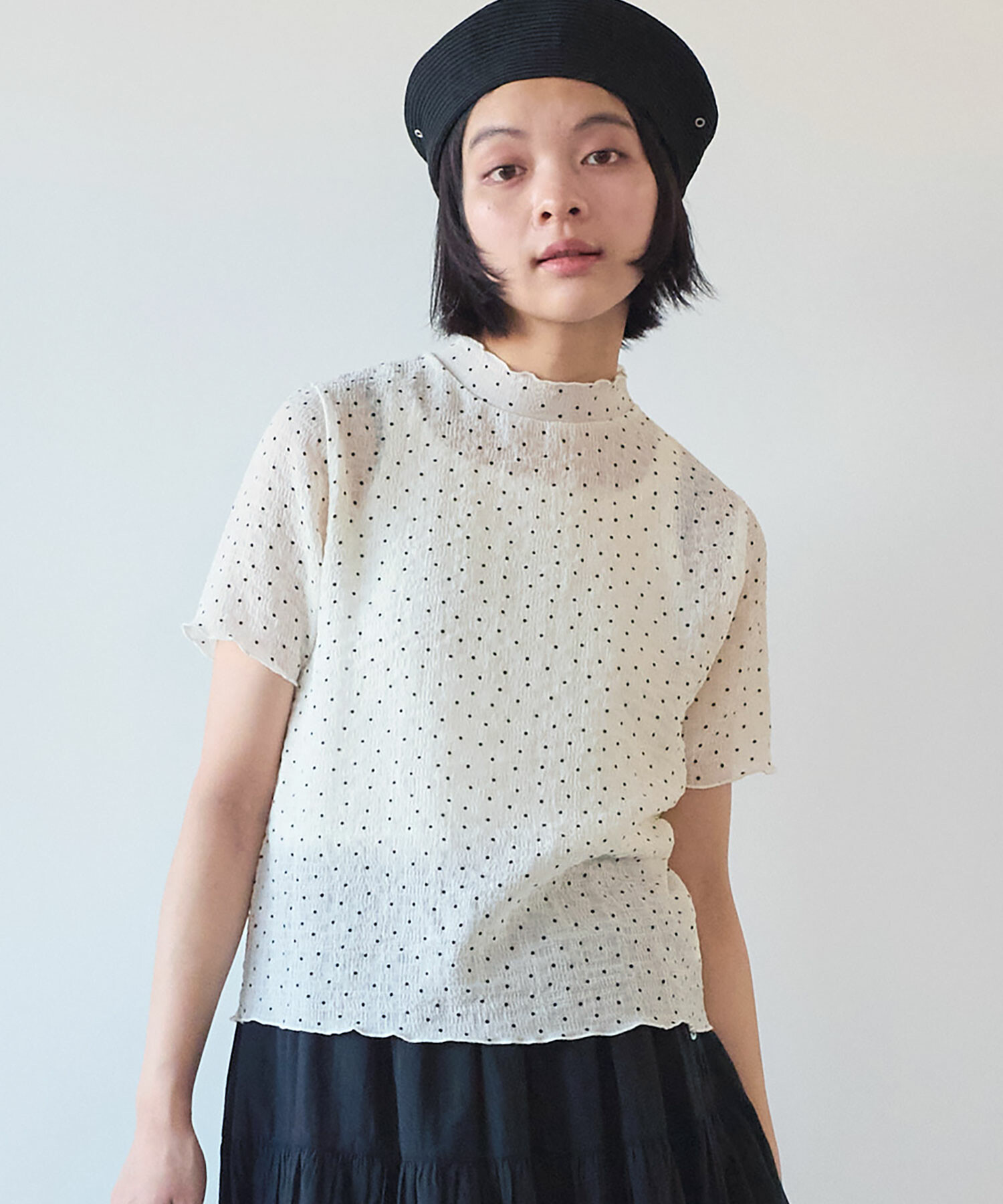 AMBIDEX Store △〇 syuwa syuwa ドット ハイネック半袖プル