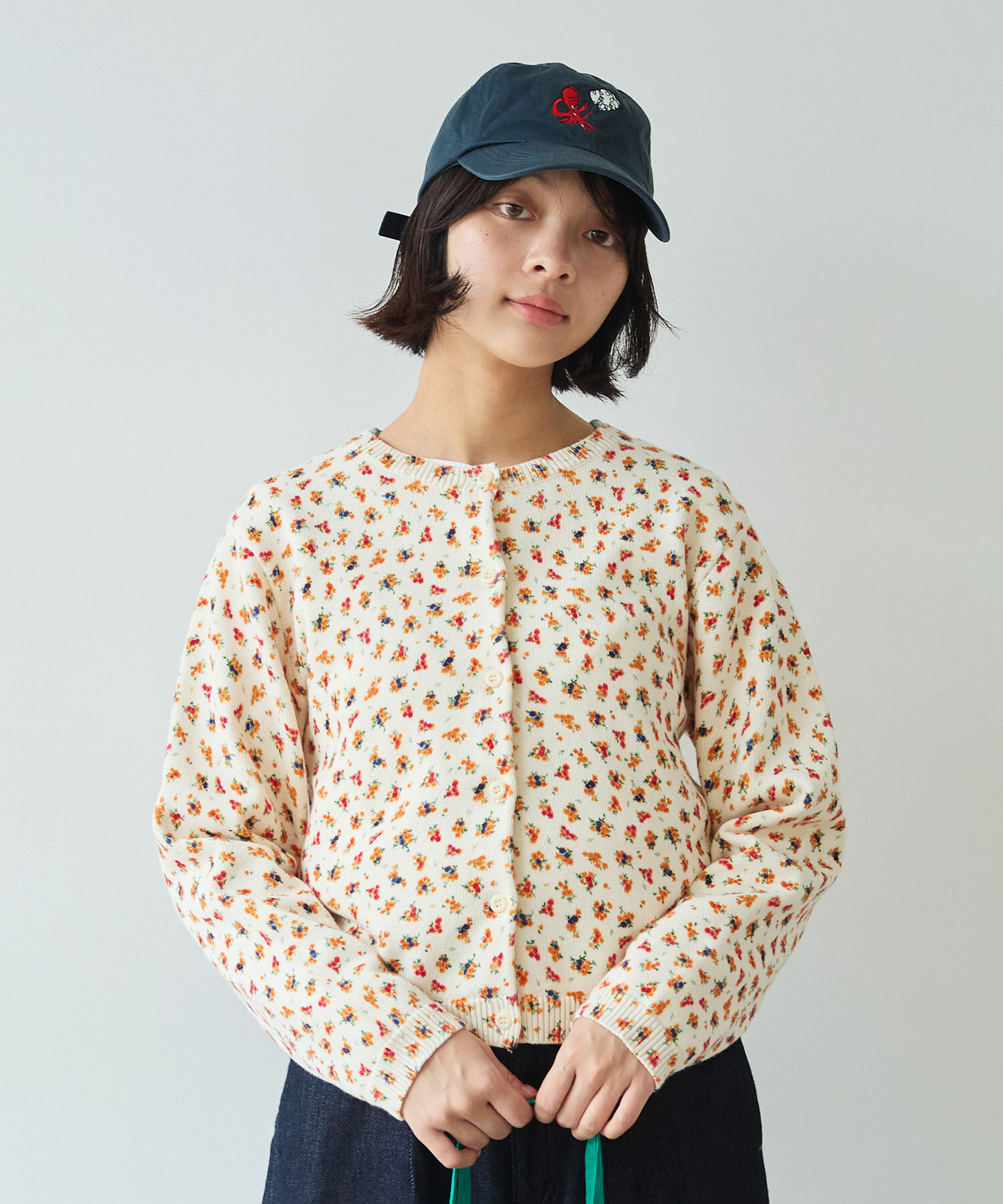 HERMES フルーツ花プリント カーディガン 38 HERMES フルーツ花プリント カーディガン 38