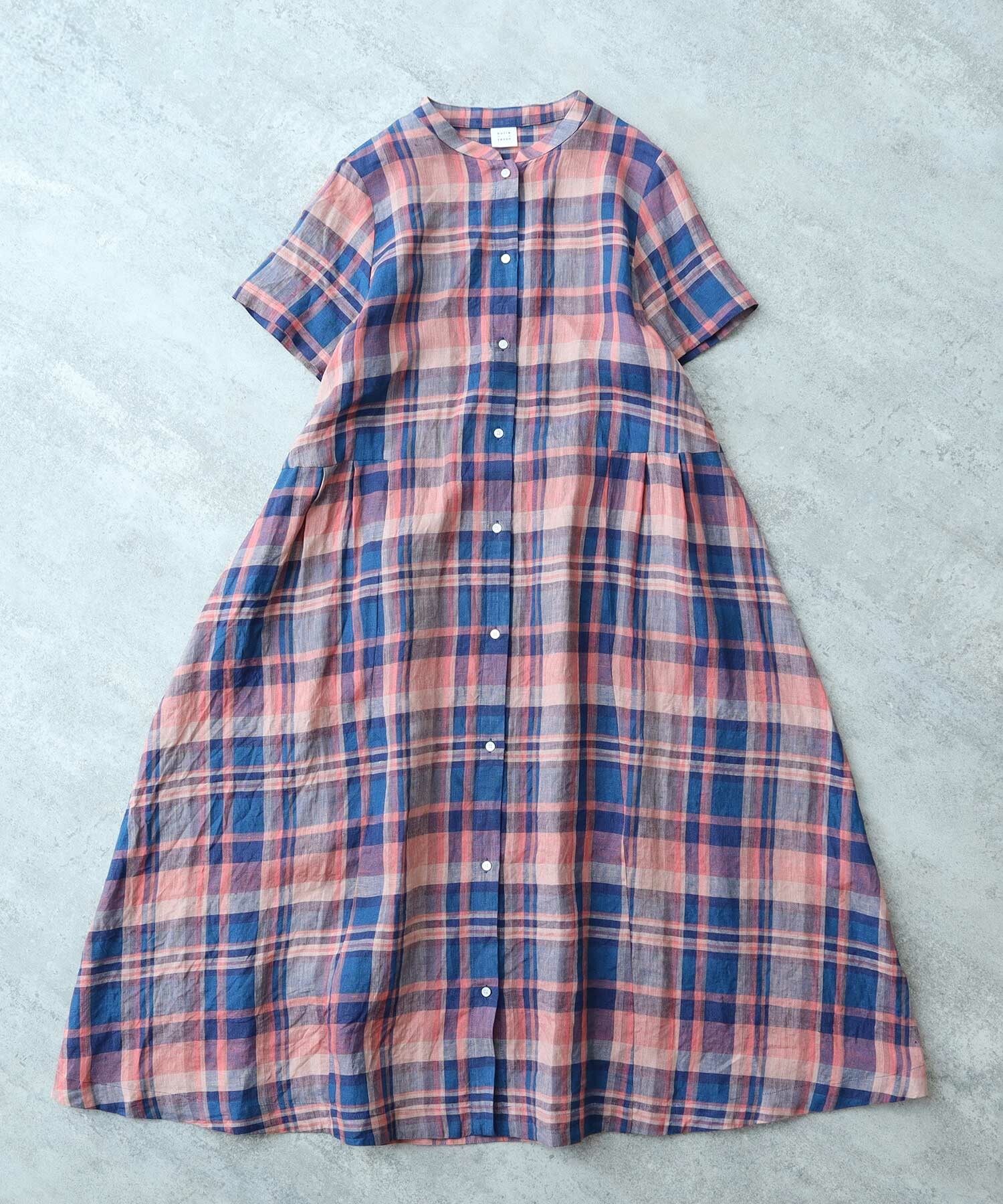 AMBIDEX Store 〇リネンチェック シャツワンピース(F ピンク): bulle 