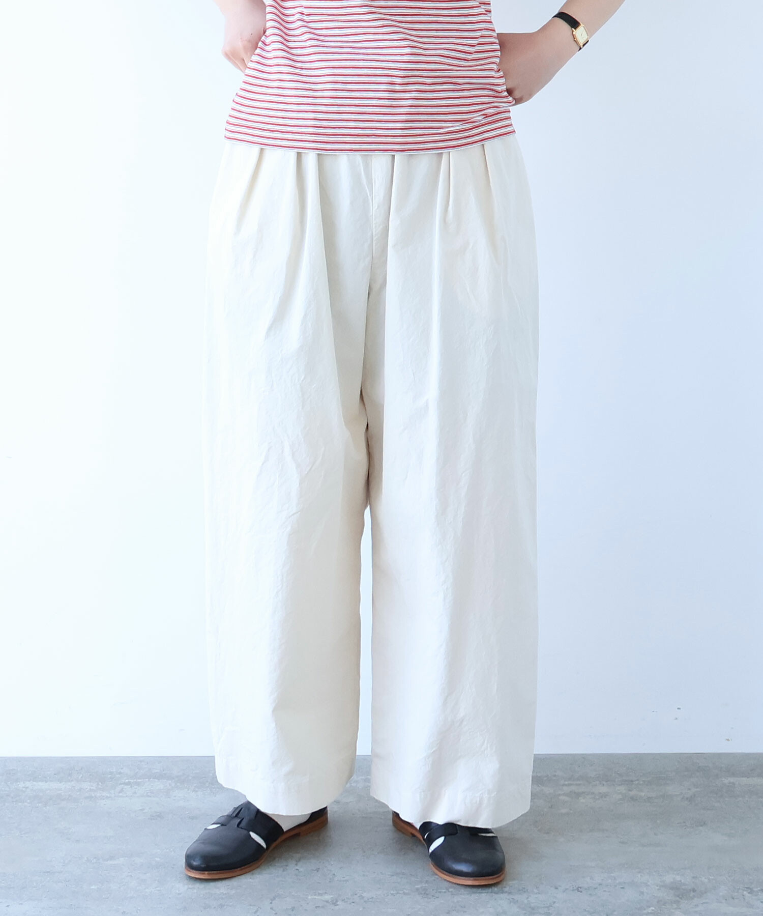 AMBIDEX Store ○ コットンダンプ ワイドパンツ(F ネイビー): bulle de