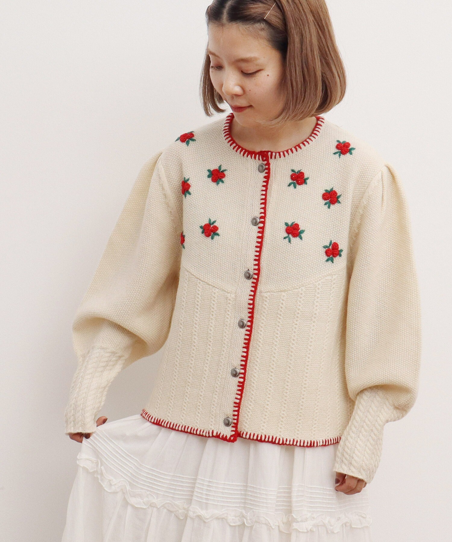 LIMI Feu 刺繍Message Embroidery 未使用品カーディガンMadeinJapan