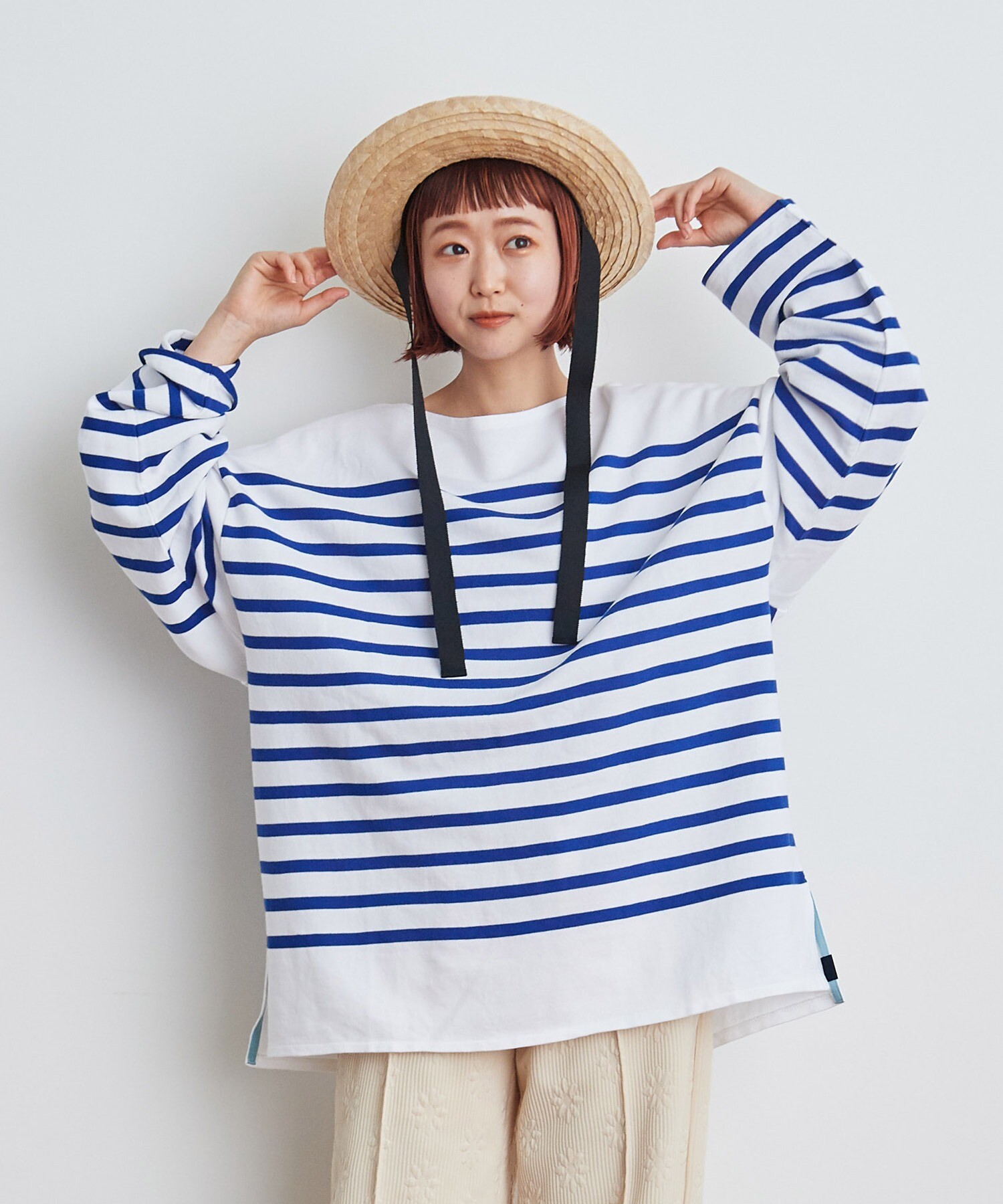 AMBIDEX Store △〇@ラッセルパネルボーダー BIGサイズプルオーバー(F アオ): Dot and Stripes CHILD WOMAN