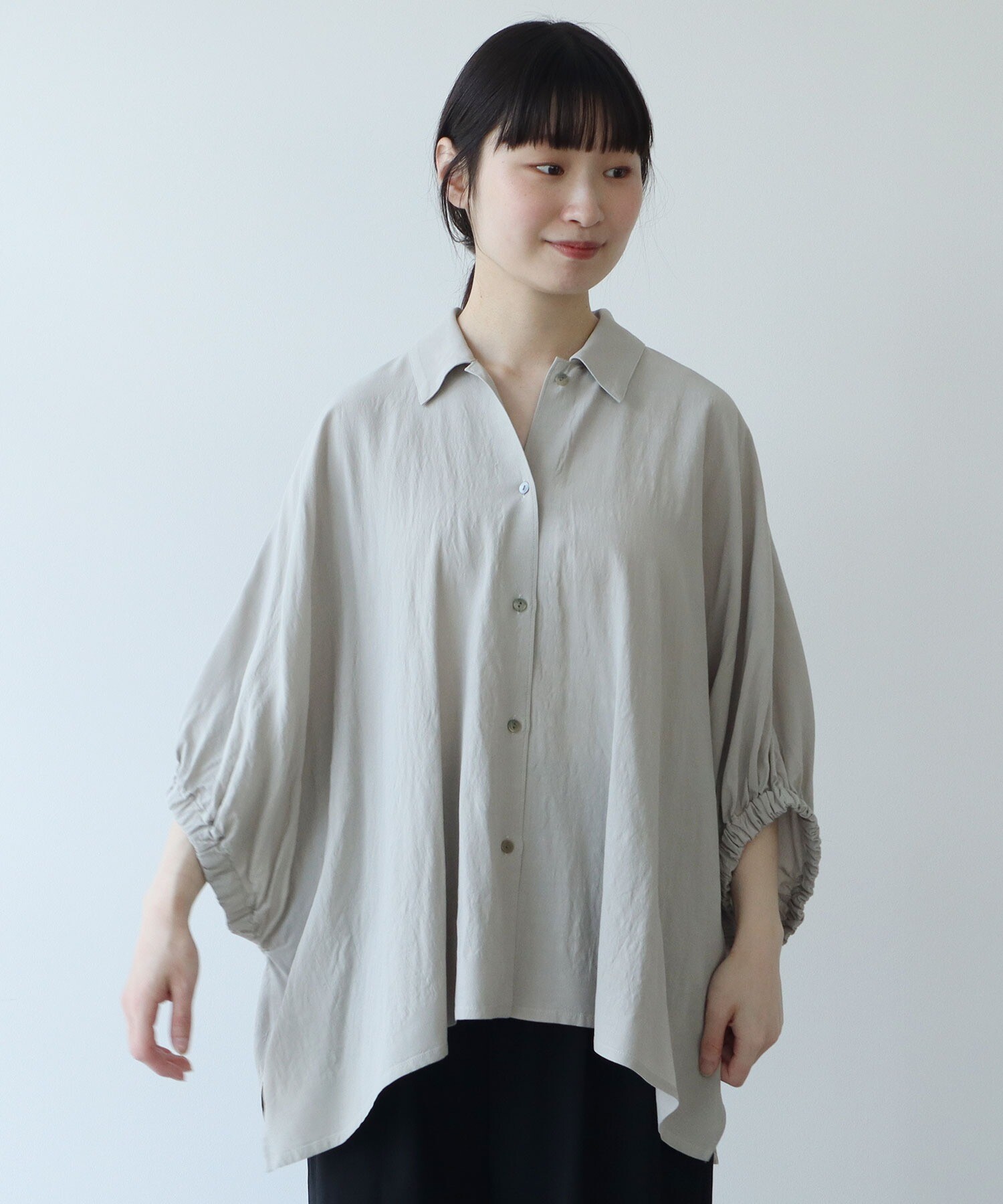 AMBIDEX Store ○ドローストリングスリーブシャツ(F グレー): yuni